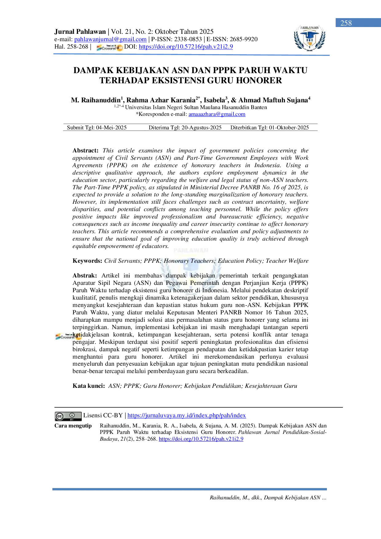 JURIS Dampak Kebijakan ASN dan PPPK Paruh Waktu terhadap Eksistensi Guru Honorer