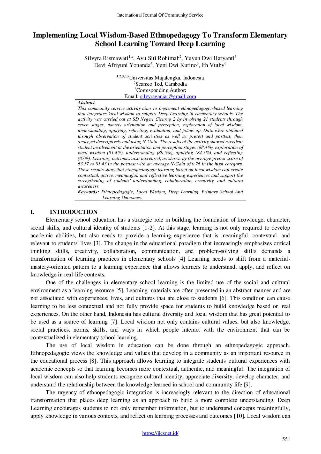 JURIS Implementing Local Wisdom Based Ethnopedagogy To Transform Elementary School Learning Toward Deep Learning