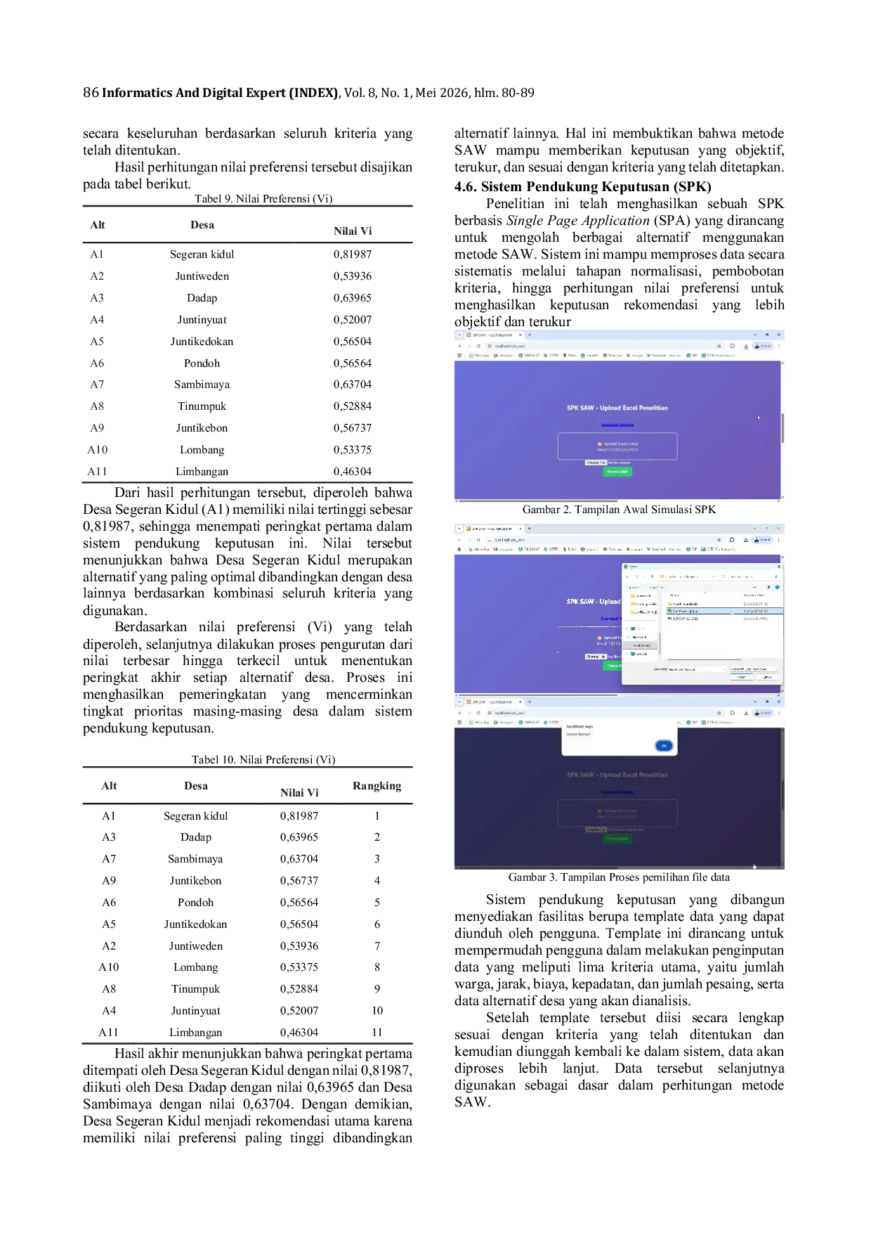 JURIS Implementasi Metode Simple Additive Weighting SAW dalam Sistem Pendukung Keputusan untuk Menentukan Prioritas Pengembangan Jaringan Internet Desa Berbasis Simulasi