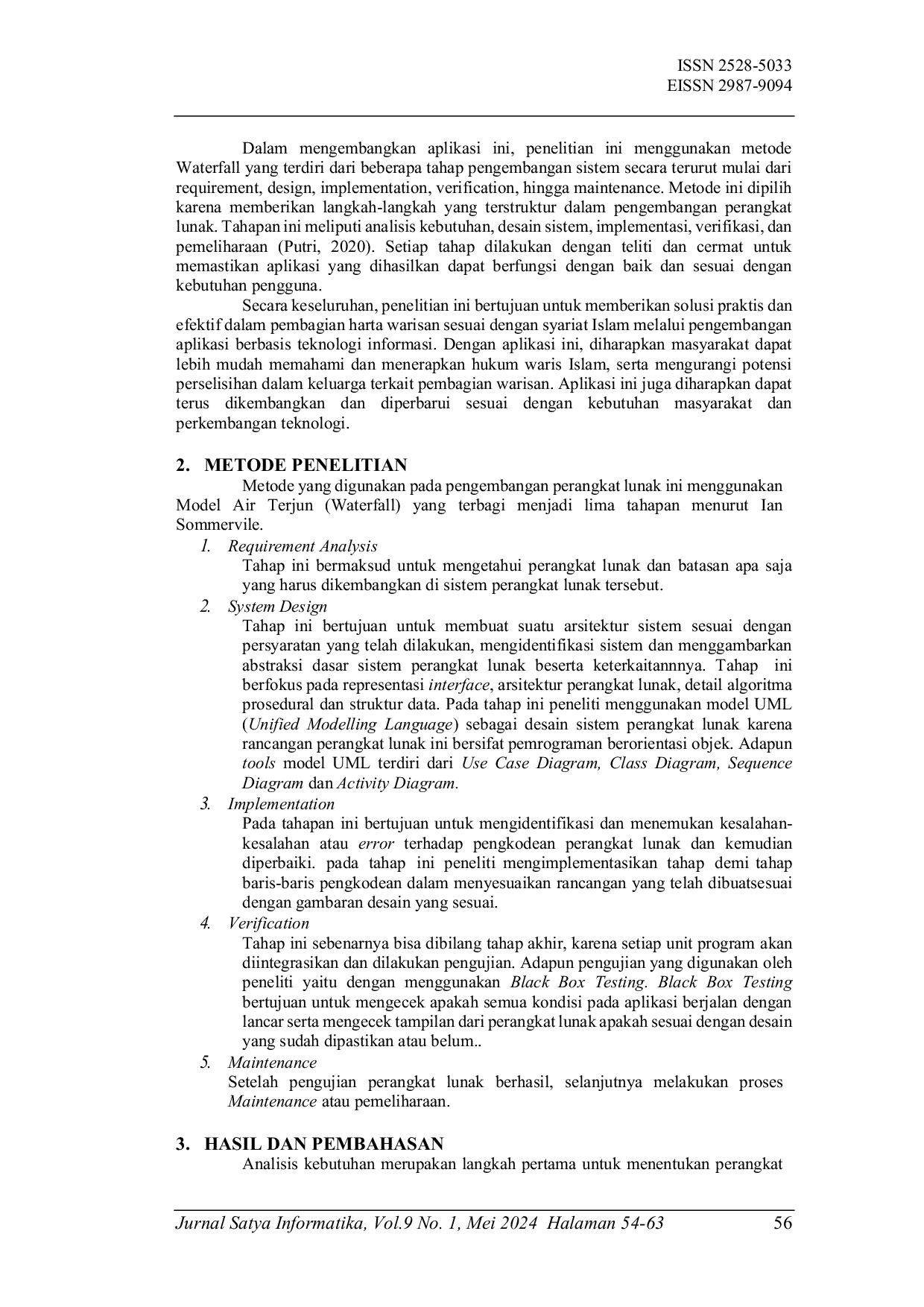 JURIS Perancangan Aplikasi Perhitungan Ahli Waris Dalam Islam Menggunakan Framework CI 4