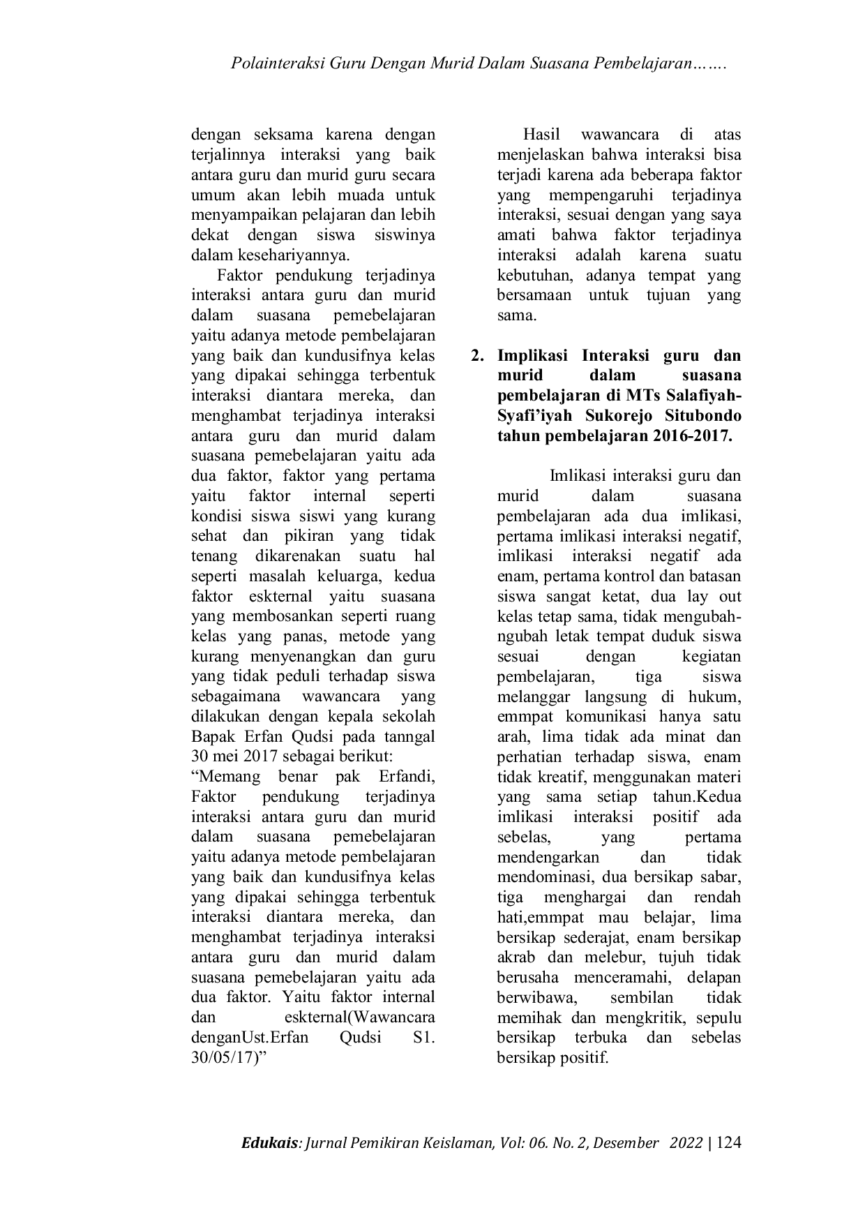 JURIS Pola Interaksi Guru Dengan Murid Dalam Suasana Pembelajaran