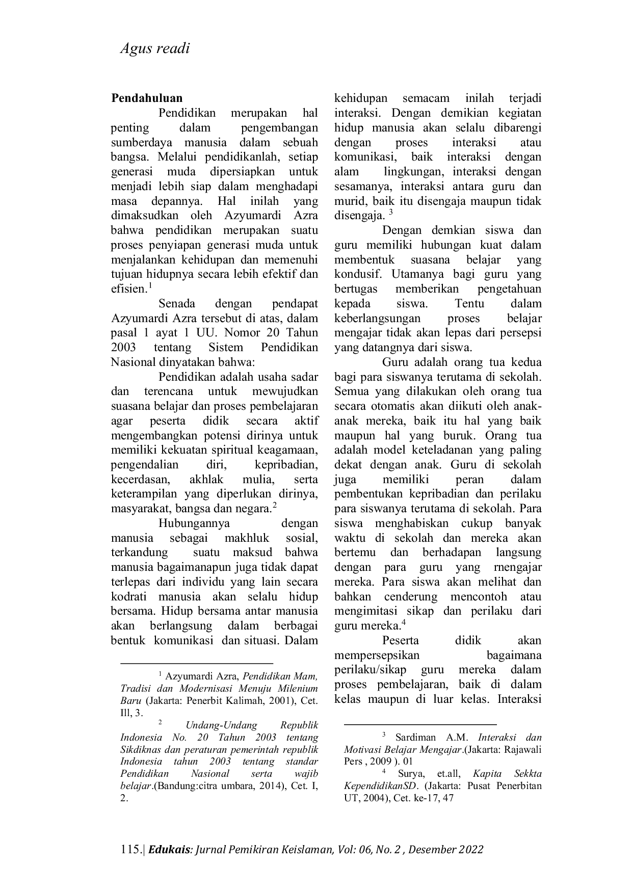 JURIS Pola Interaksi Guru Dengan Murid Dalam Suasana Pembelajaran