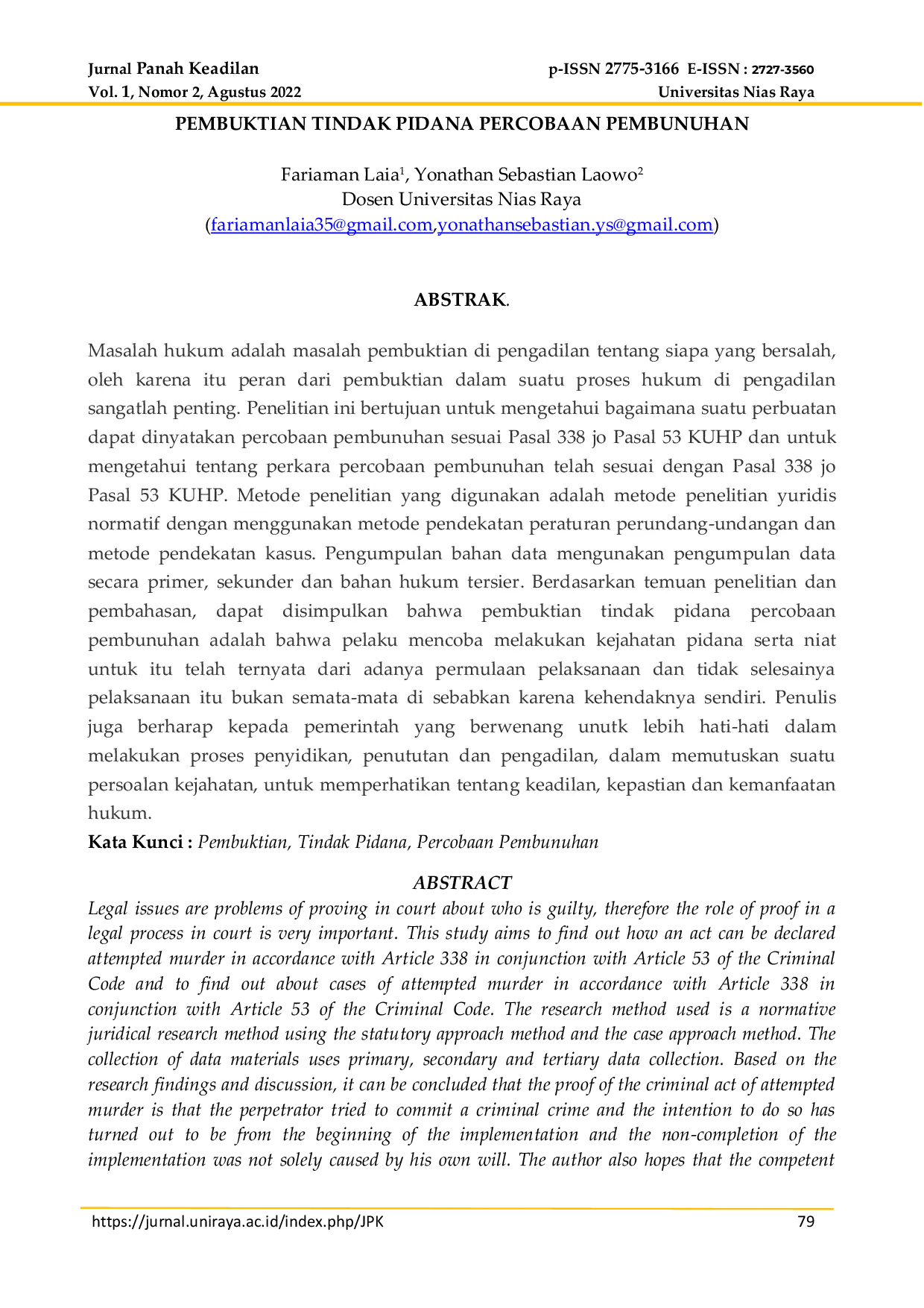 JURIS Pembuktian Tindak Pidana Percobaan Pembunuhan