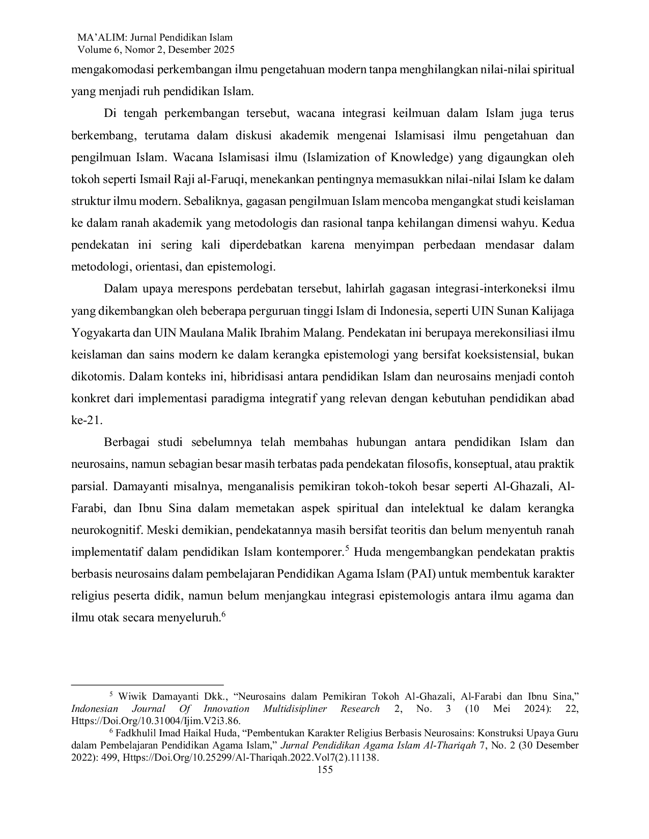 JURIS Hibridisasi Pendidikan Islam dan Neurosains Implementasi Paradigma Integrasi Keilmuan dalam Pendidikan Islam