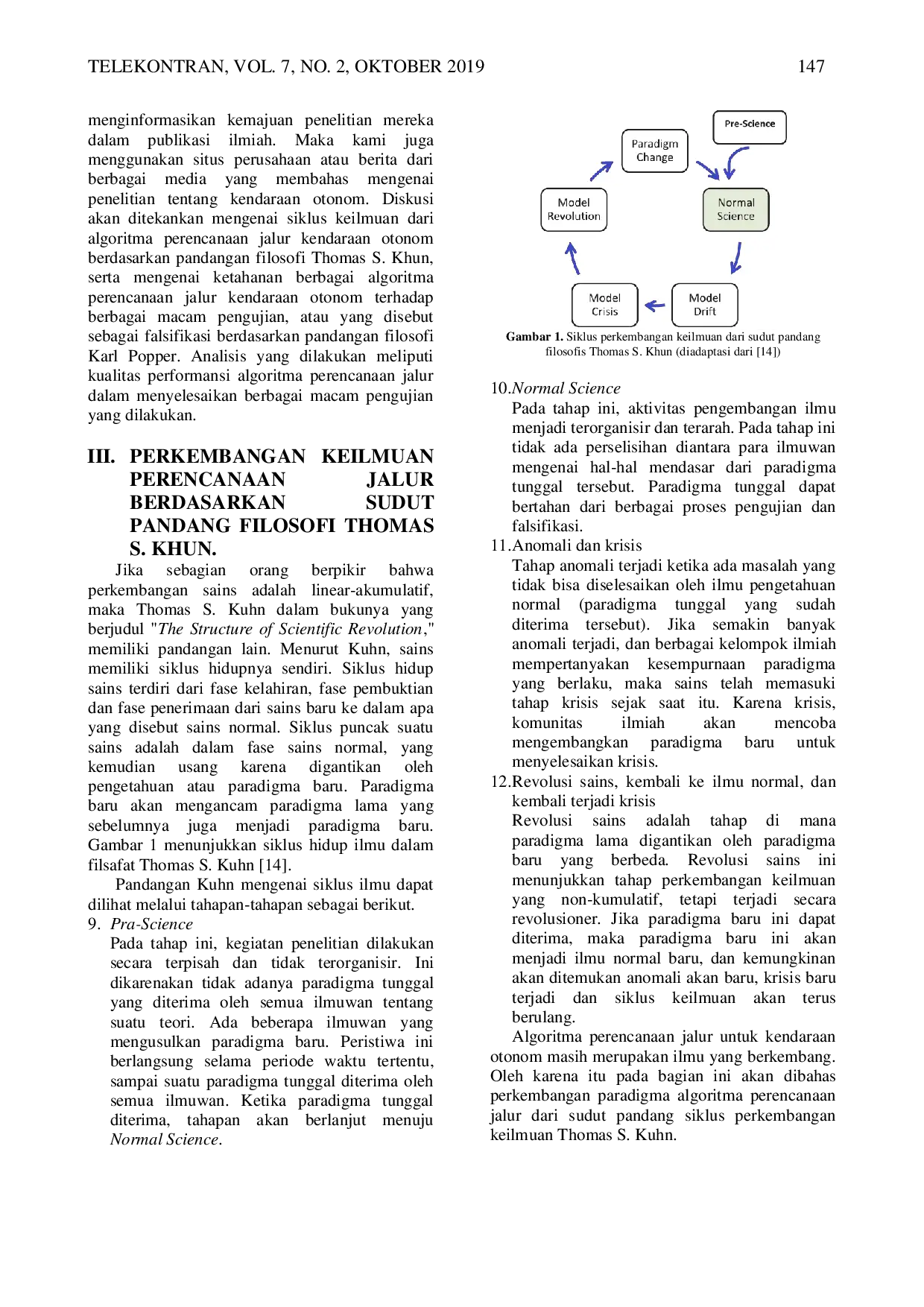 JURIS Algoritma Perencanaan Jalur Kendaraan Otonom di Lingkungan Perkotaan dari Sudut Pandang Filosofi Kuhn dan Filosofi Popper
