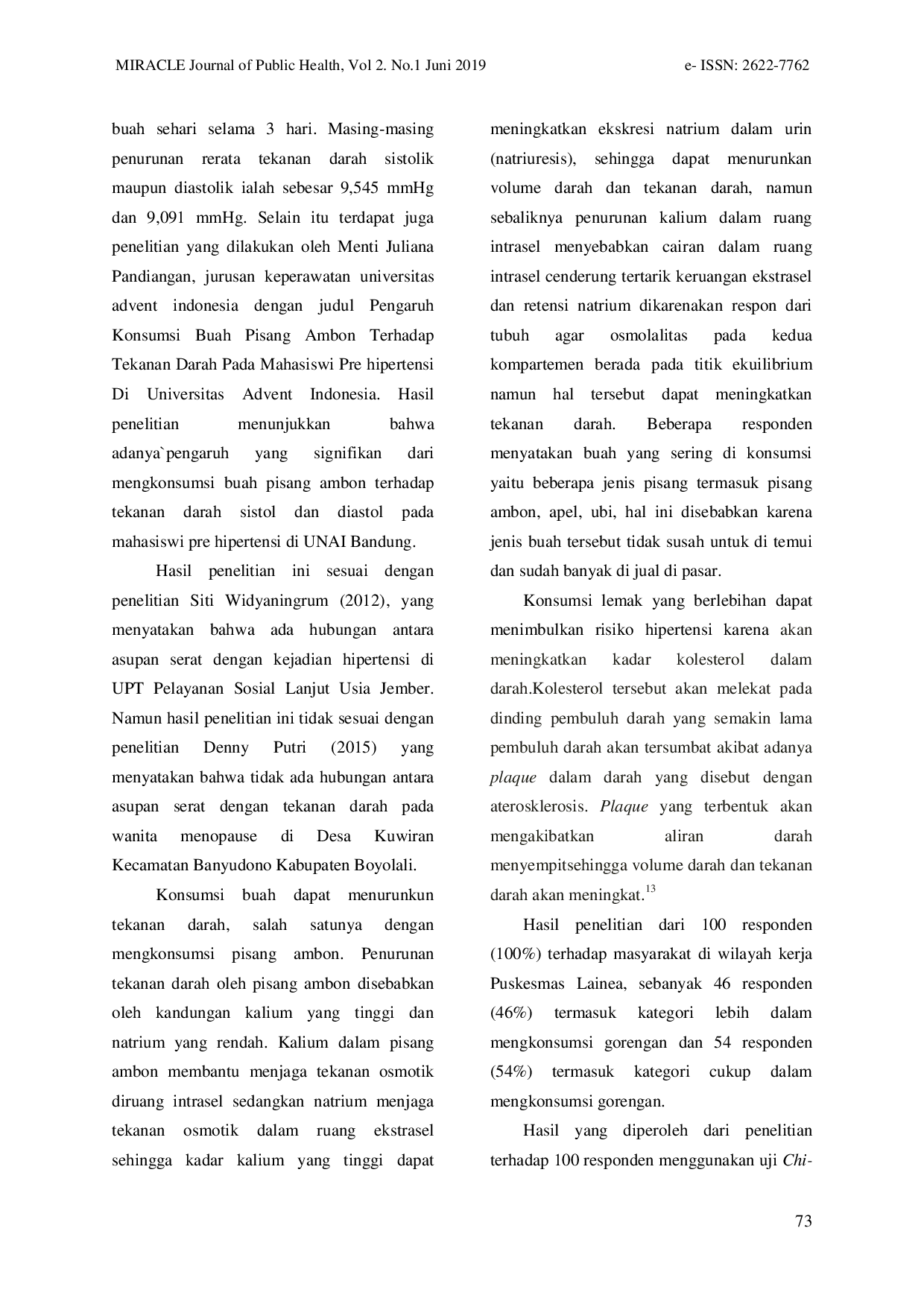 JURIS Faktor Faktor Yang Berhubungan Dengan Kejadian Hipertensi Pada Pasien Rawat Jalan Poli Umum Di Puskesmas Lainea Kab Konawe Selatan