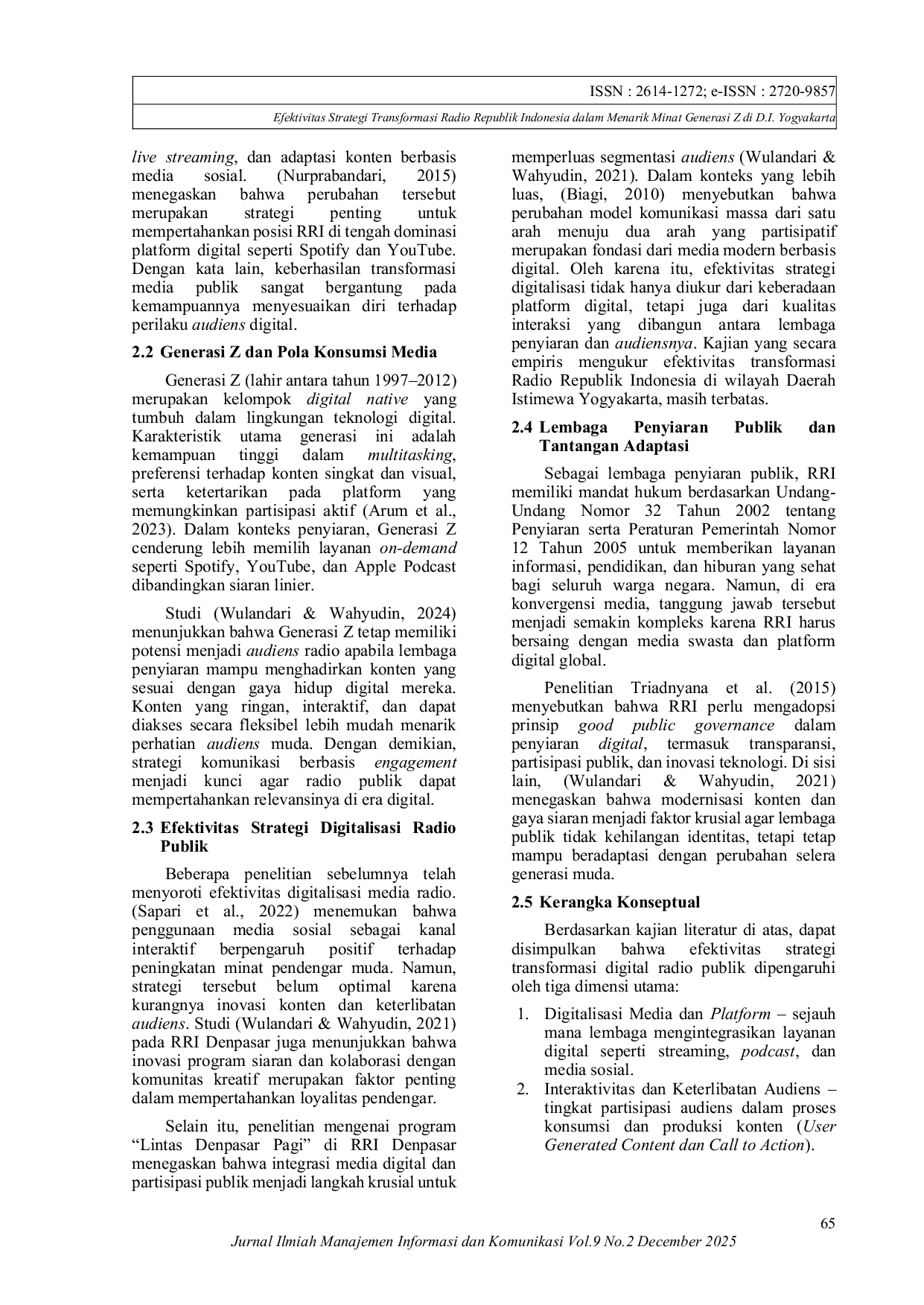 JURIS Efektivitas Strategi Transformasi Radio Republik Indonesia dalam Menarik Minat Generasi Z di D I Yogyakarta