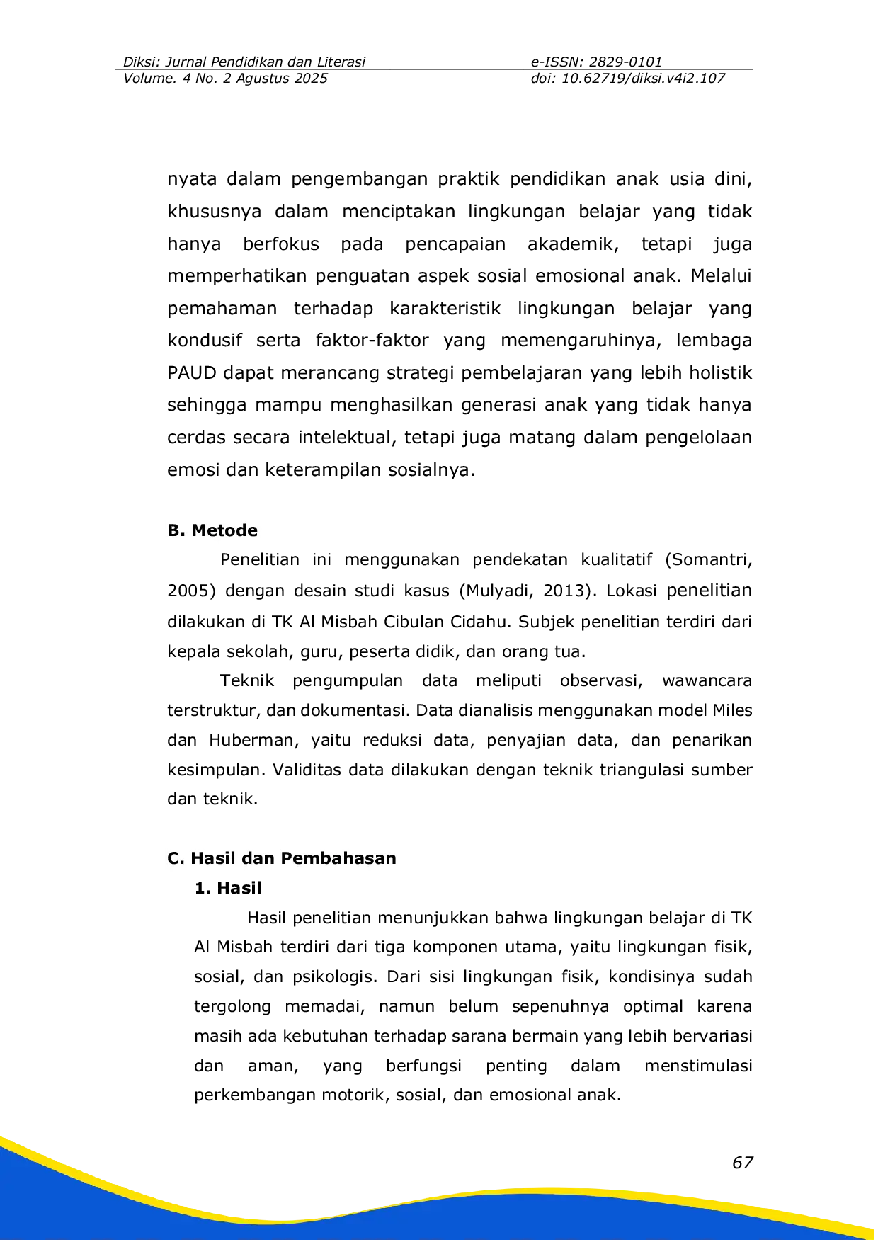 JURIS Transformasi Sosial Emosional AUD melalui Lingkungan Belajar