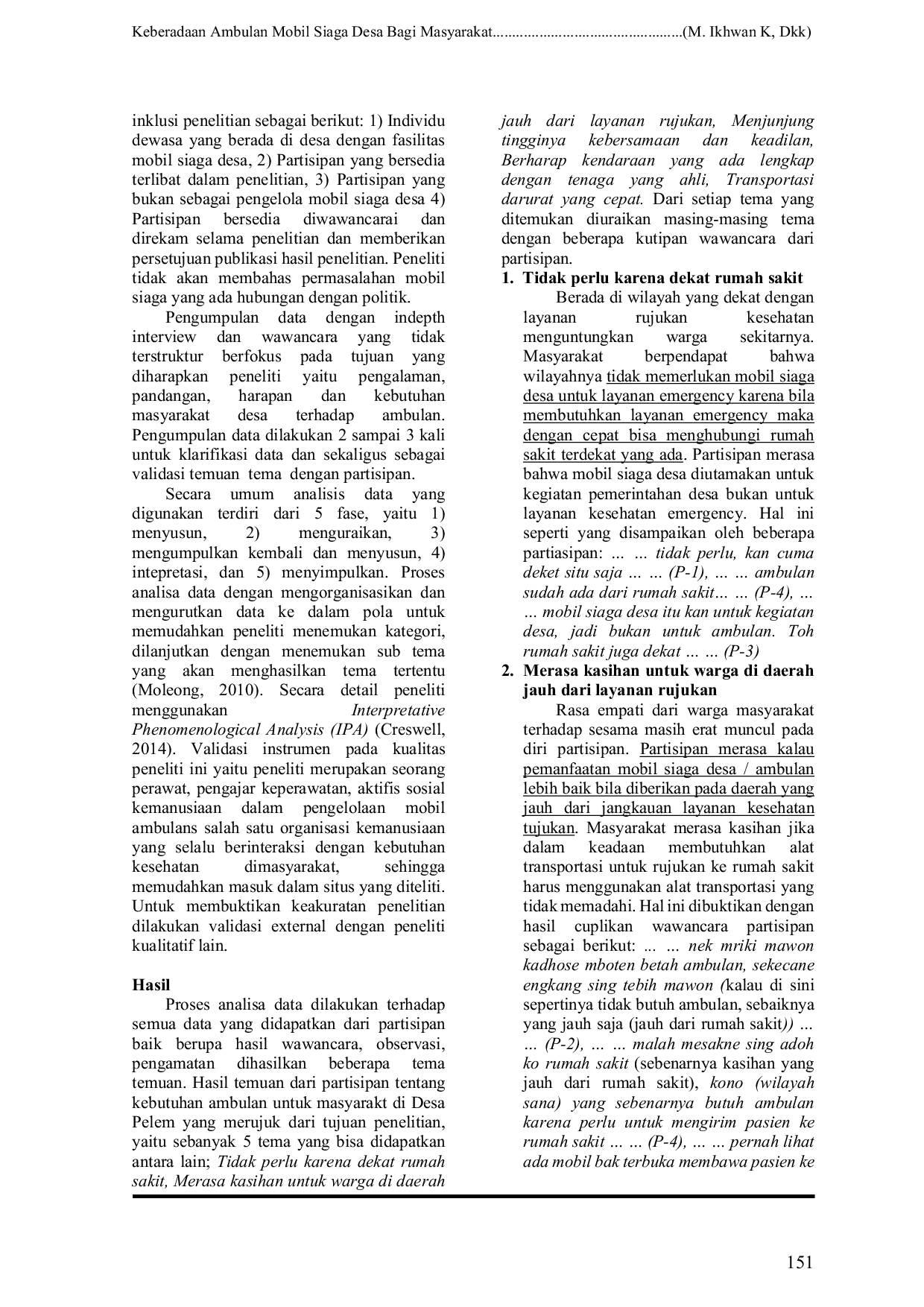 JURIS Keberadaan Ambulan Mobil Siaga Desa Bagi Masyarakat Di Desa Pelem Kecamatan Pare Kabupaten Kediri