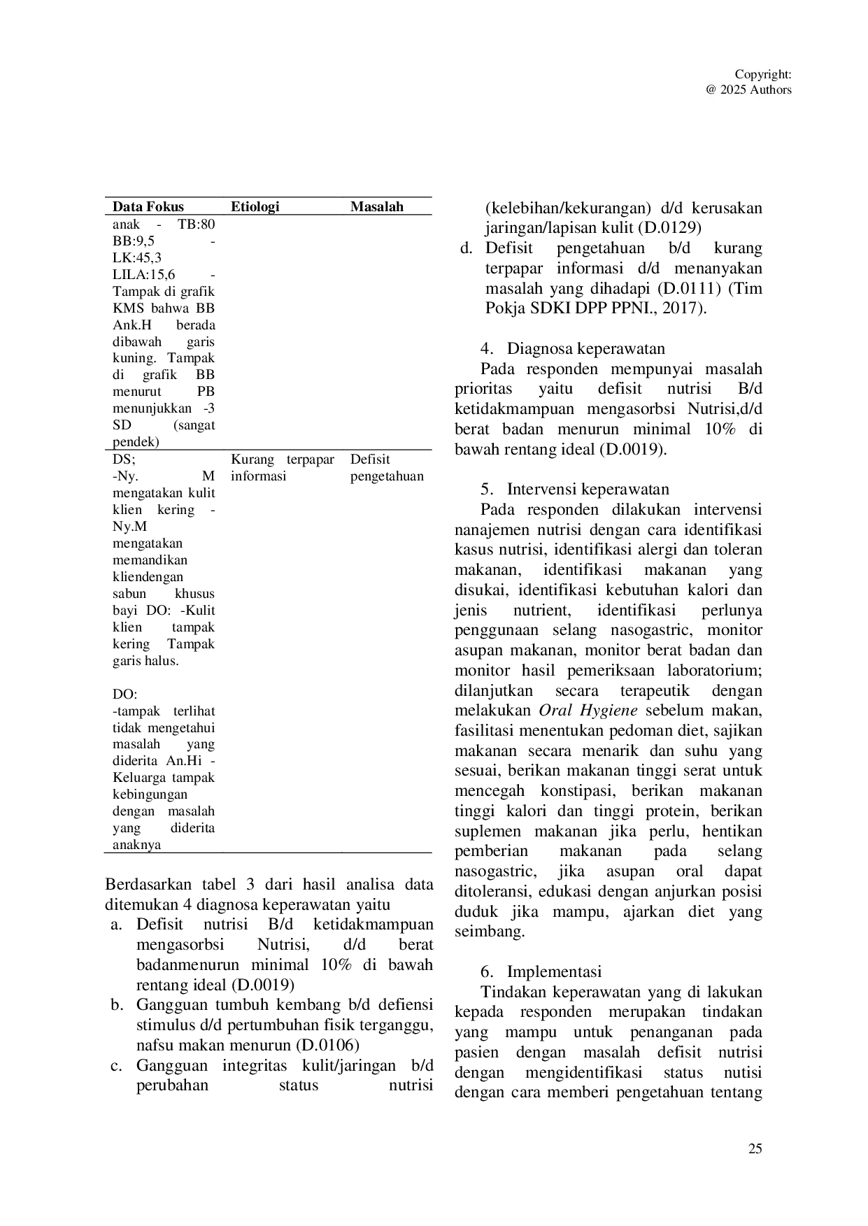 JURIS ASUHAN KEPERAWATAN PADA KELUARGA An Hi PENDERITA STUNTING DENGAN MASALAH DEFISIT NUTRISI