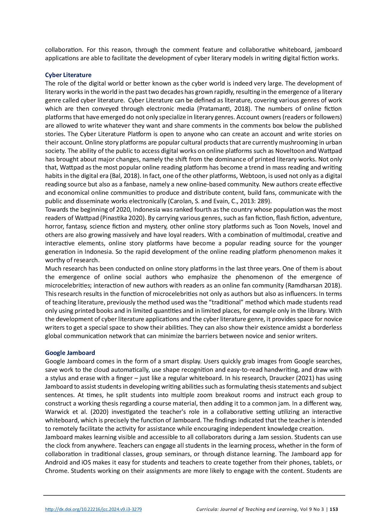 JURIS Innovating Creative Writing Pedagogy Exploring the Role of Google Jamboard in Collaborative Cyber Literature Development
