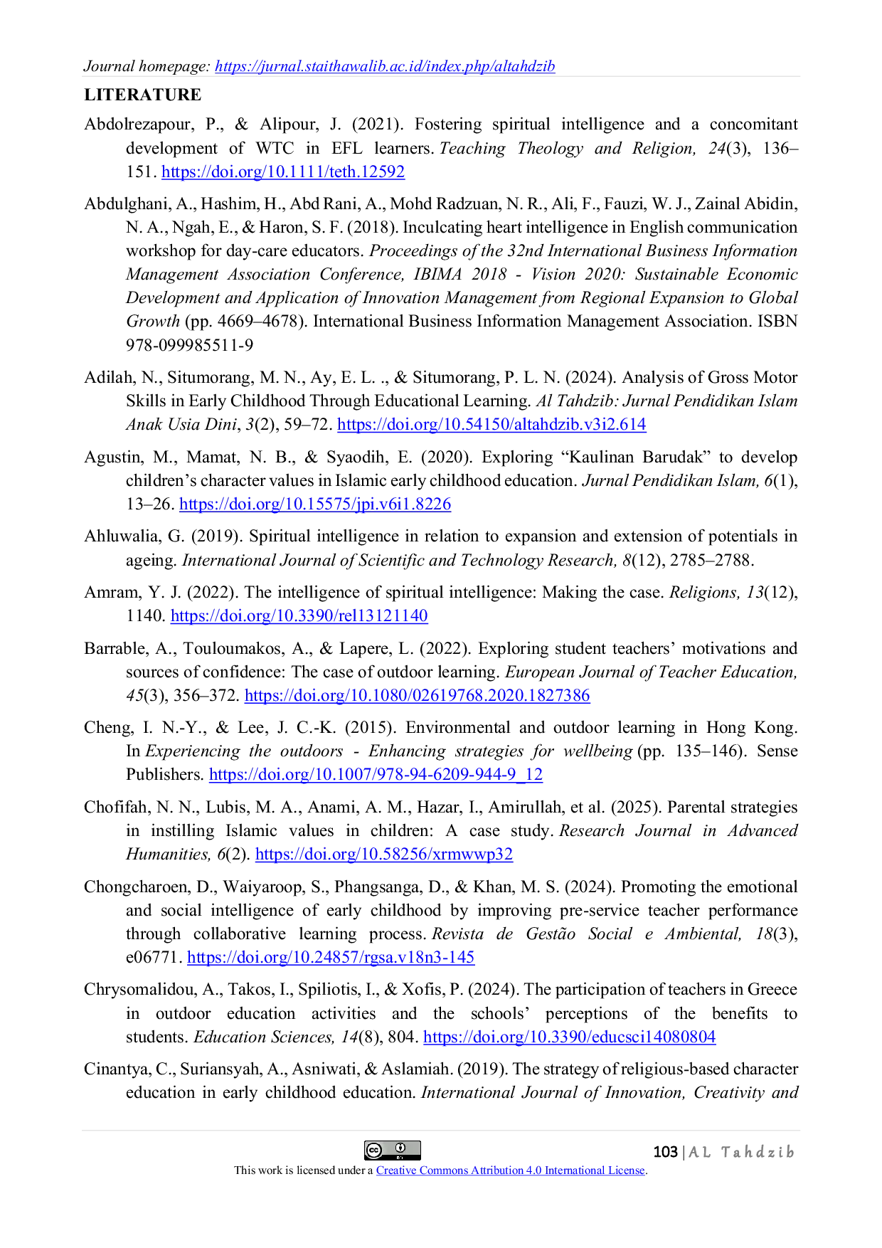 JURIS The Impact of Outdoor Learning Strategies Based on Islamic Religious Education Values on the Spiritual Intelligence of Early Childhood