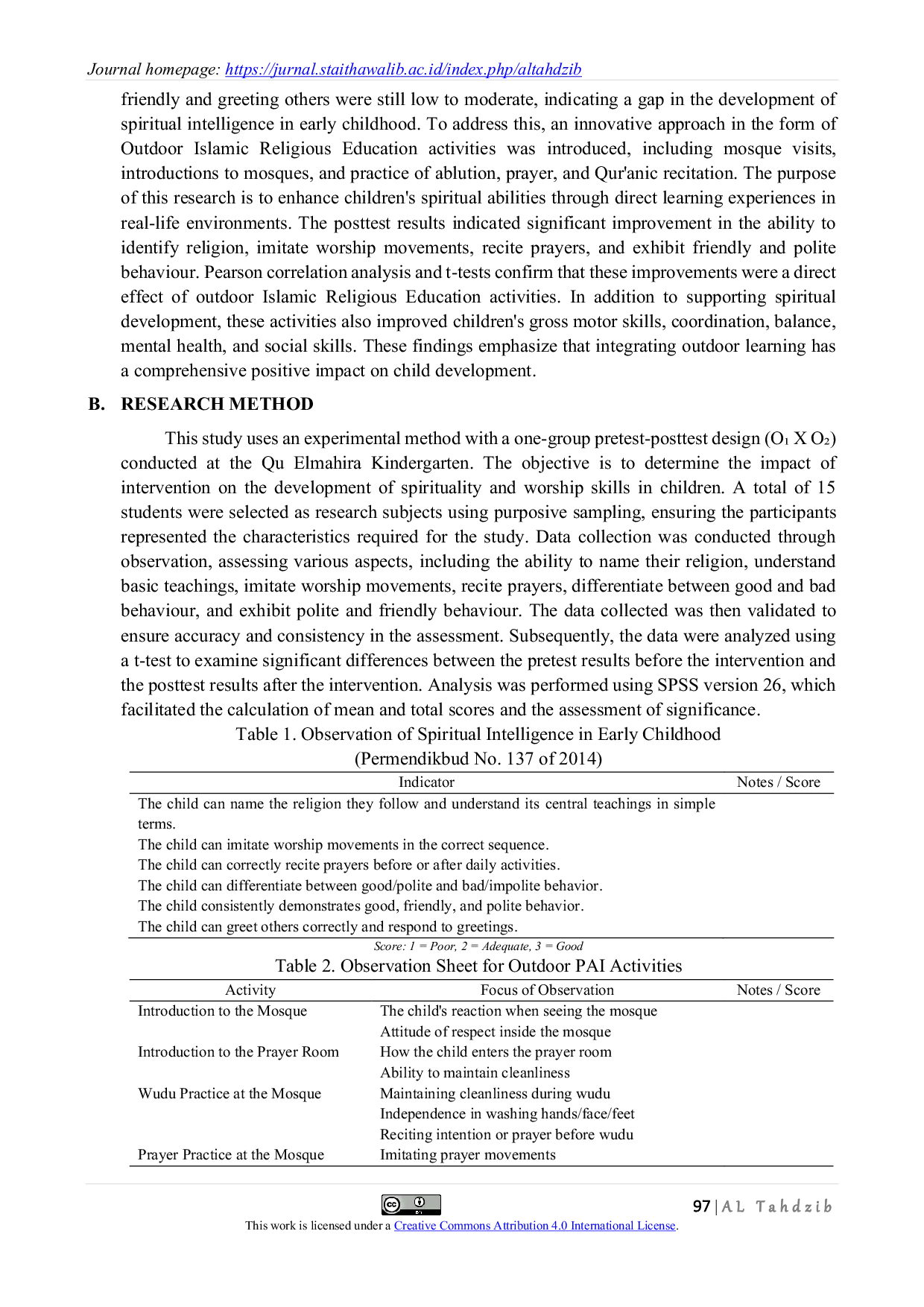 JURIS The Impact of Outdoor Learning Strategies Based on Islamic Religious Education Values on the Spiritual Intelligence of Early Childhood