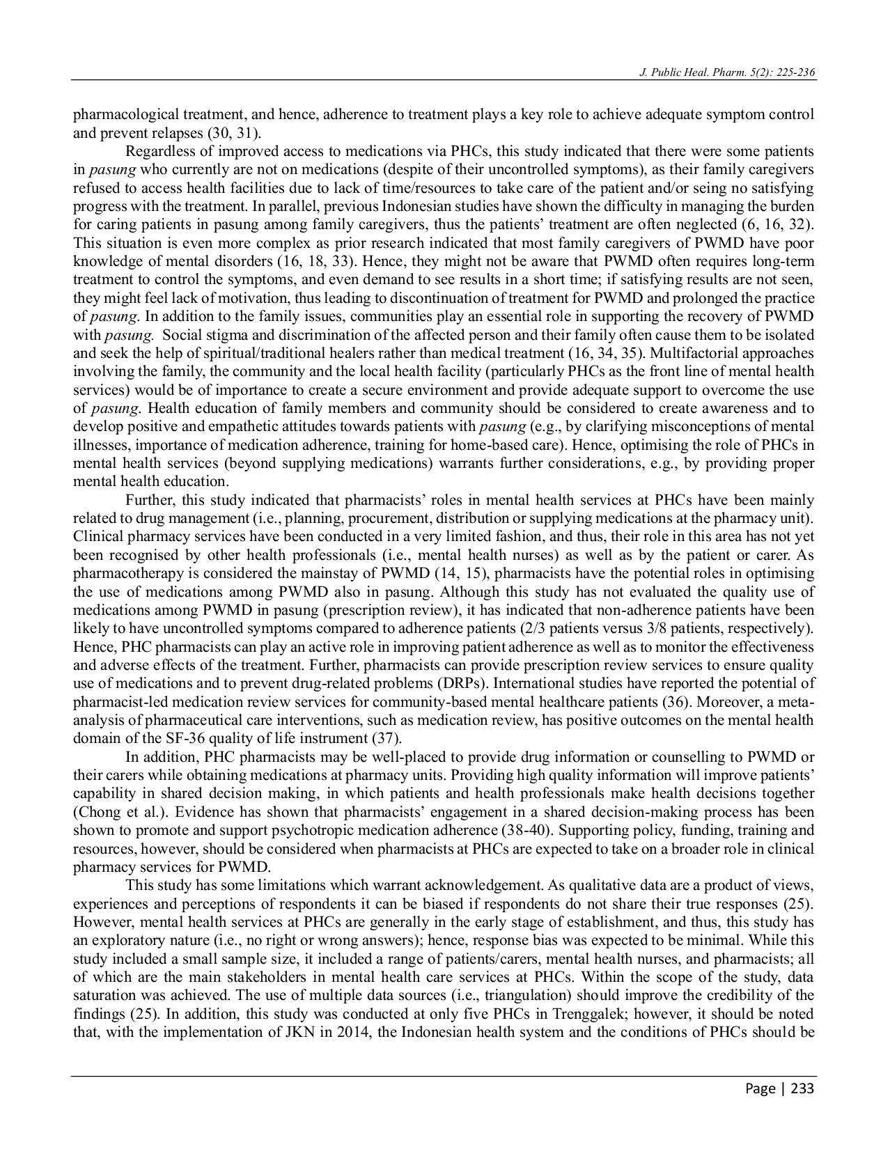 JURIS Breaking the Chains of Pasung The Potential Roles of Primary Health Centres and Pharmacists in an Indonesian Setting