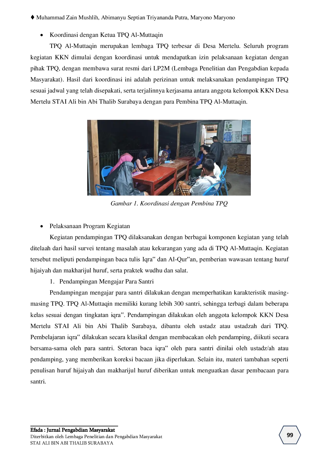 JURIS Pengabdian Masyarakat Melalui Kegiatan Pendampingan TPQ di Masjid AlMuttaqin Desa Mertelu Gunung Kidul