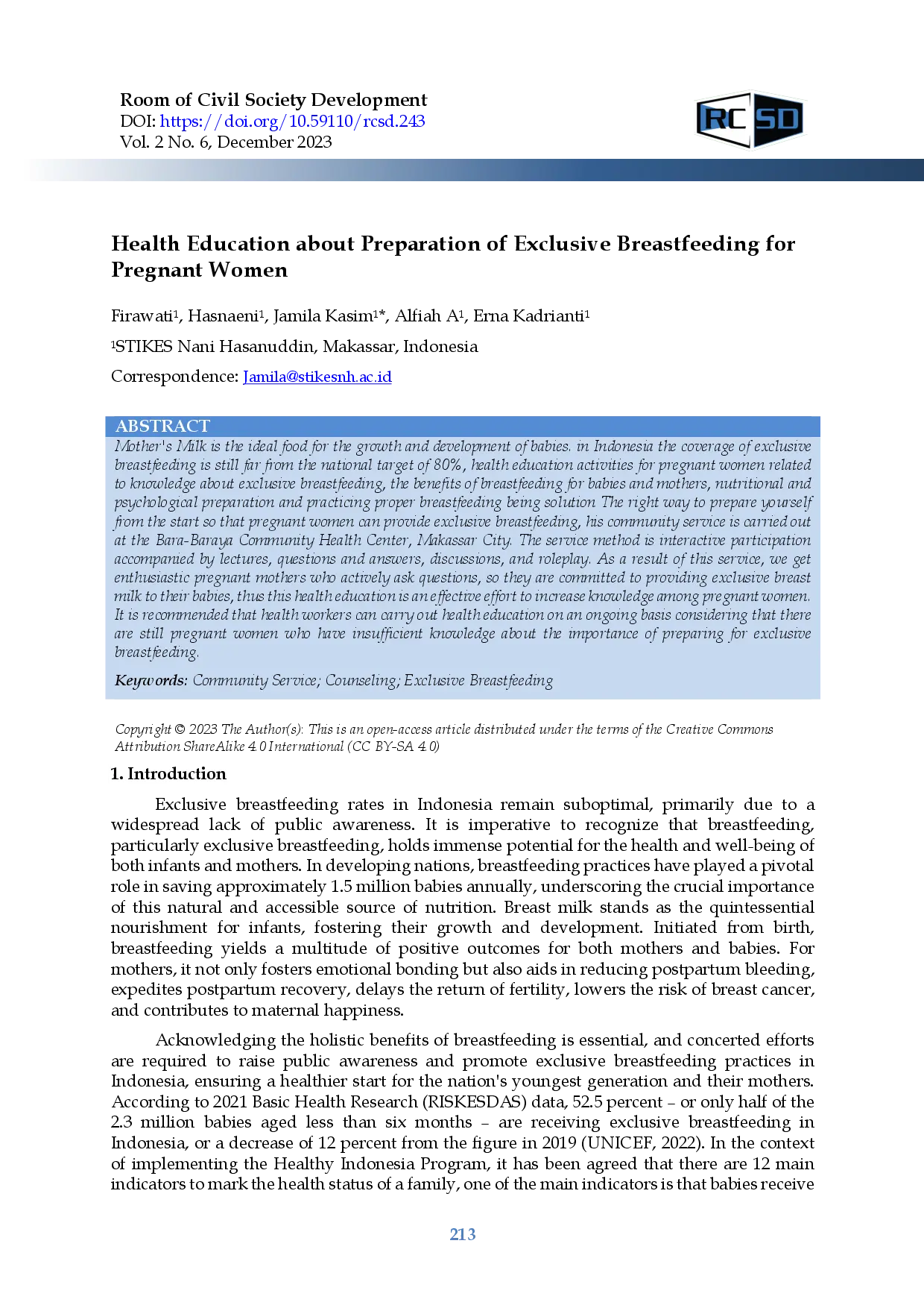 juris Health Education About Preparation Of Exclusive Breastfeeding For Pregnant Women