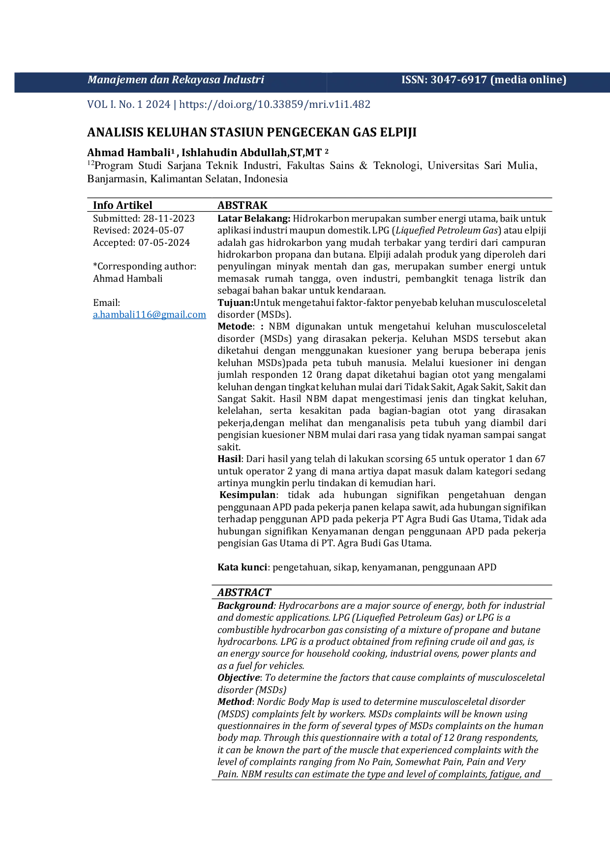 JURIS A Analisis Keluhan Stasiun Pengecekan Gas Elpiji