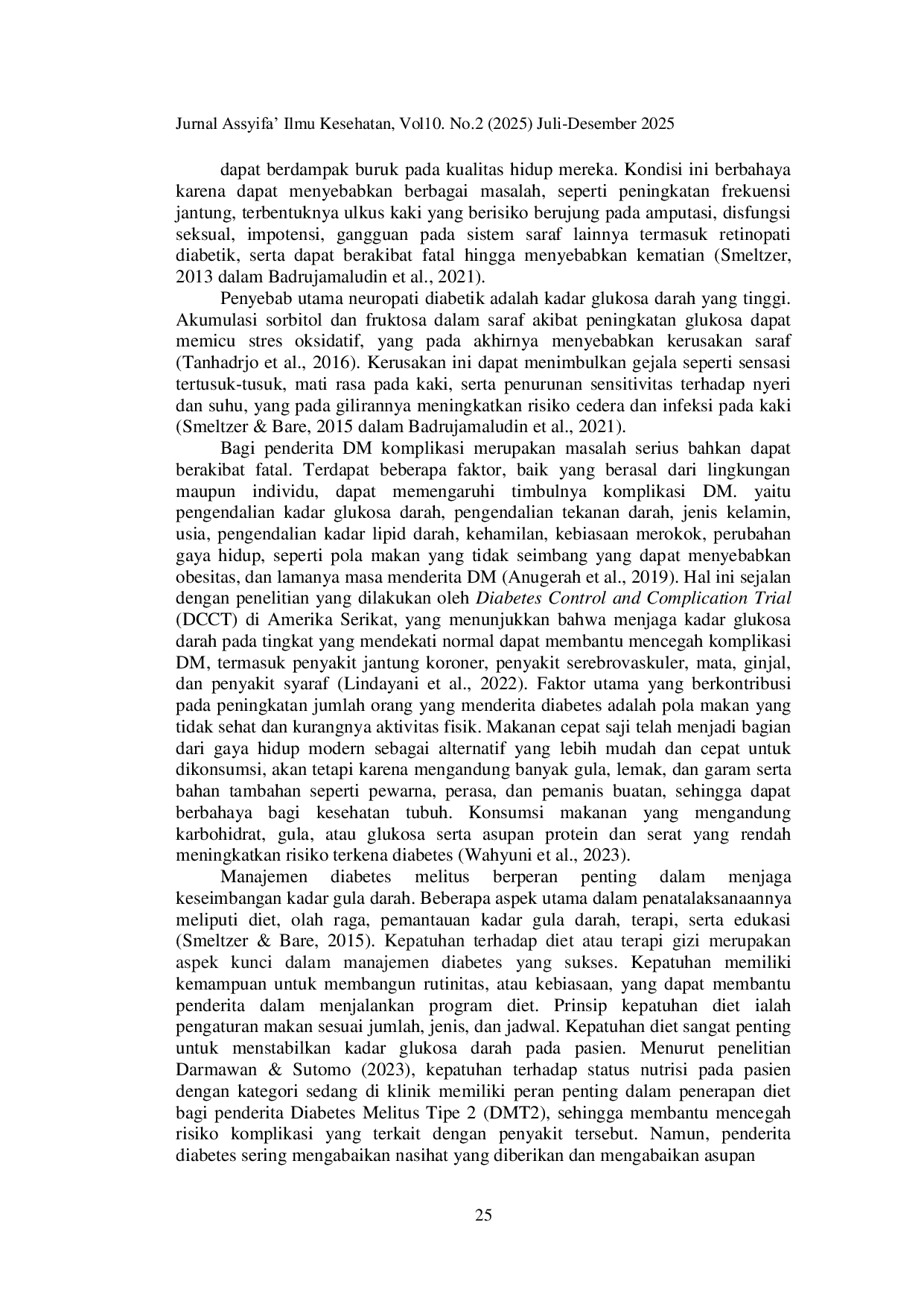 JURIS Hubungan Kepatuhan Diet Terhadap Komplikasi Neuropati Pada Pasien Diabetes Melitus di Rumah Sakit Umum Daerah dr Zainoel Abidin Banda Aceh