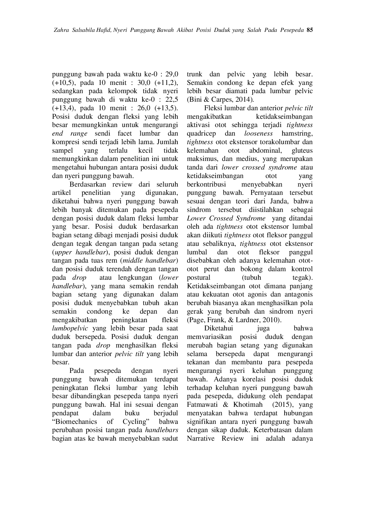 JURIS Nyeri Punggung Bawah Akibat Posisi Duduk yang Salah Pada Pesepeda