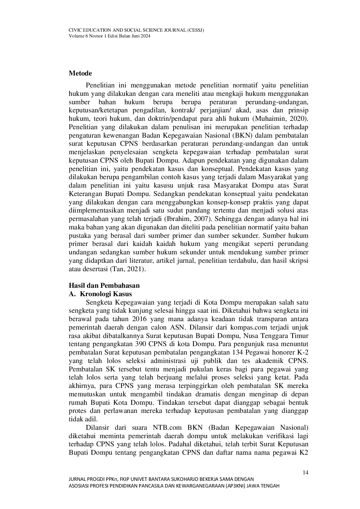 JURIS Penyelesaian Sengketa Aparatur Sipil Negara Studi Kasus Surat Keterangan Bupati Dompu
