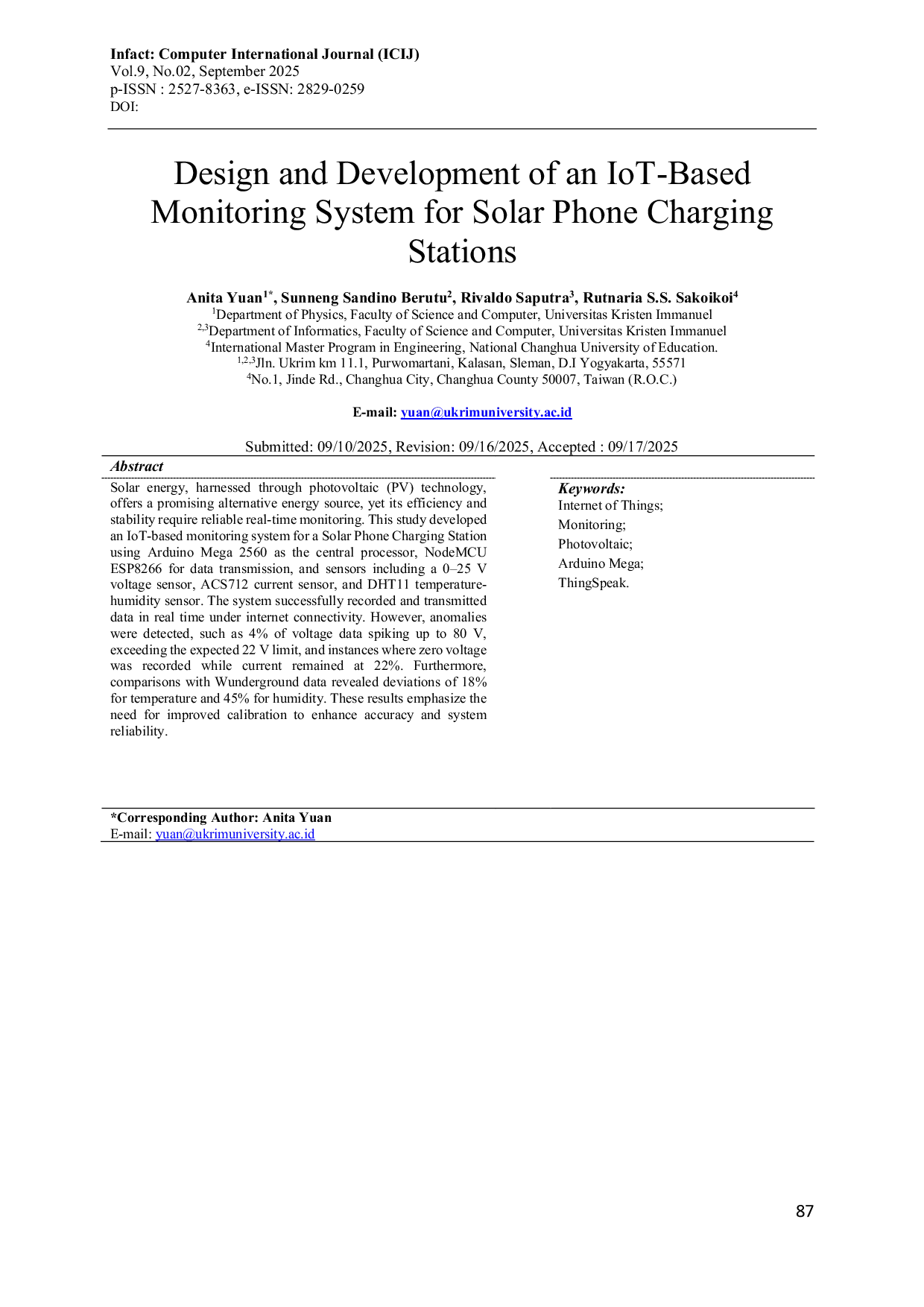 JURIS Design and Development of an IoT Based Monitoring System for Solar Phone Charging Stations