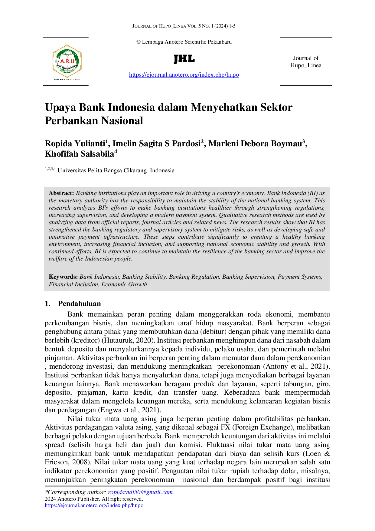 JURIS Upaya Bank Indonesia dalam Menyehatkan Sektor Perbankan Nasional