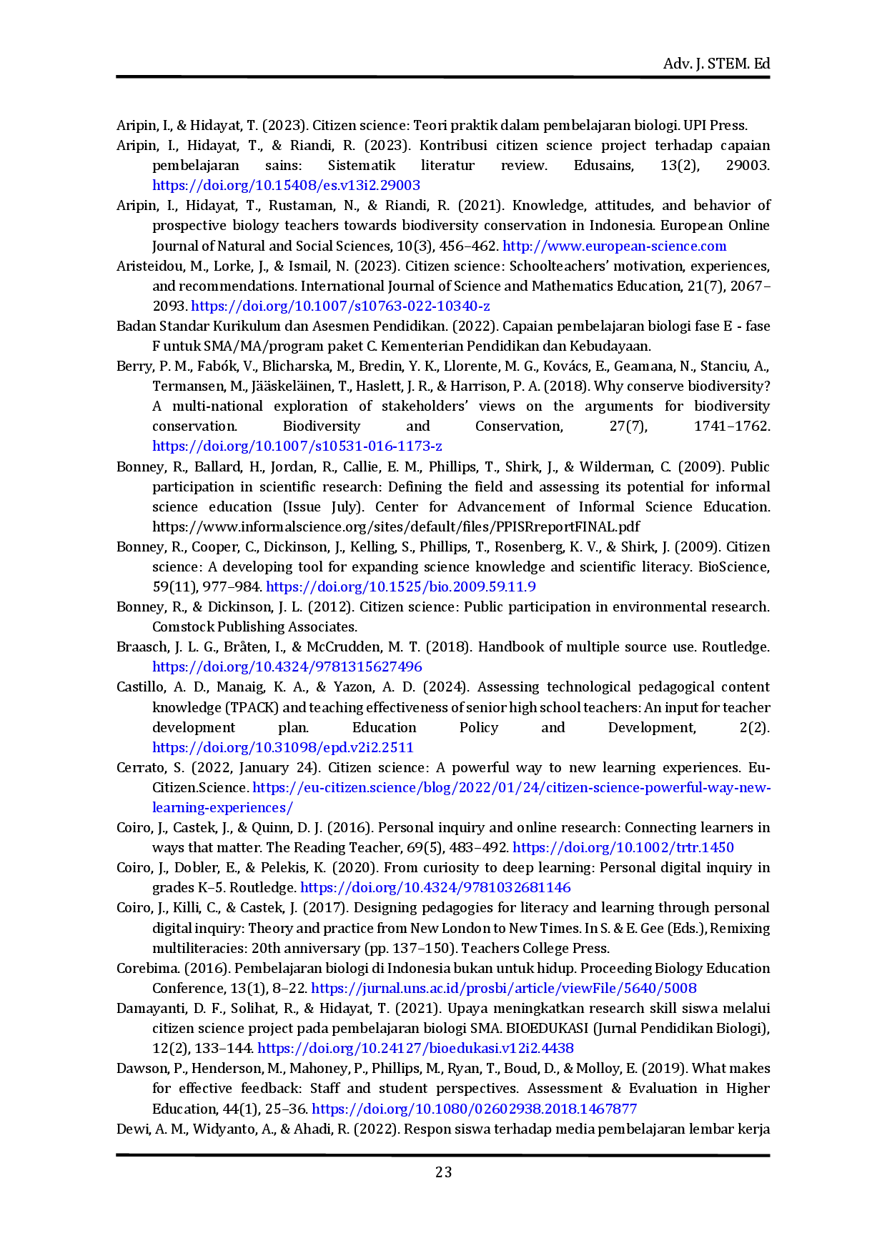 juris Student Responses to Personal Digital Inquiry PDI Learning Integrated with Citizen Science Project CSP on Biodiversity Materials in a Senior High School