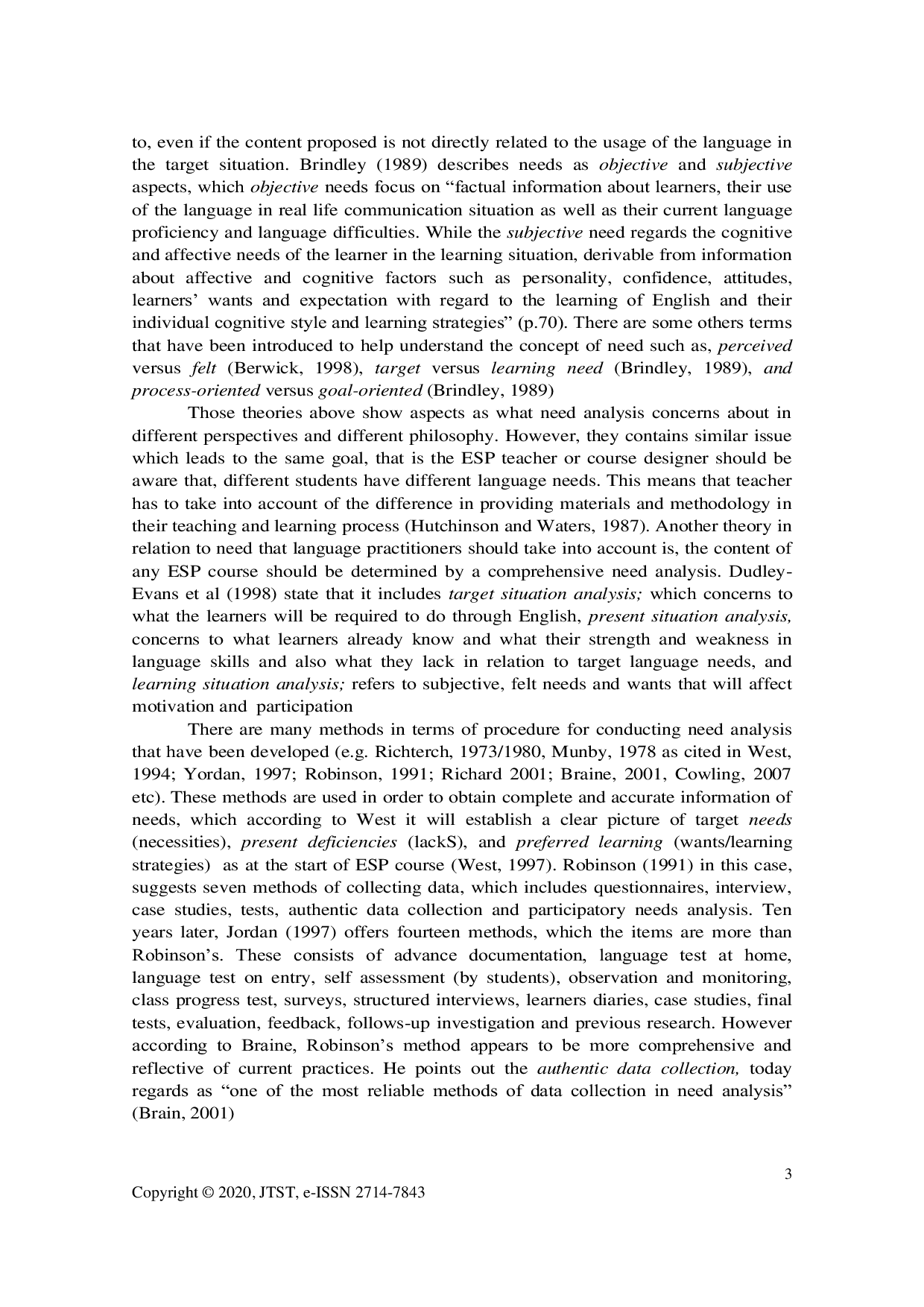 JURIS Needs Analysis in ESP and their Relationship with English for Civil Engineering Students