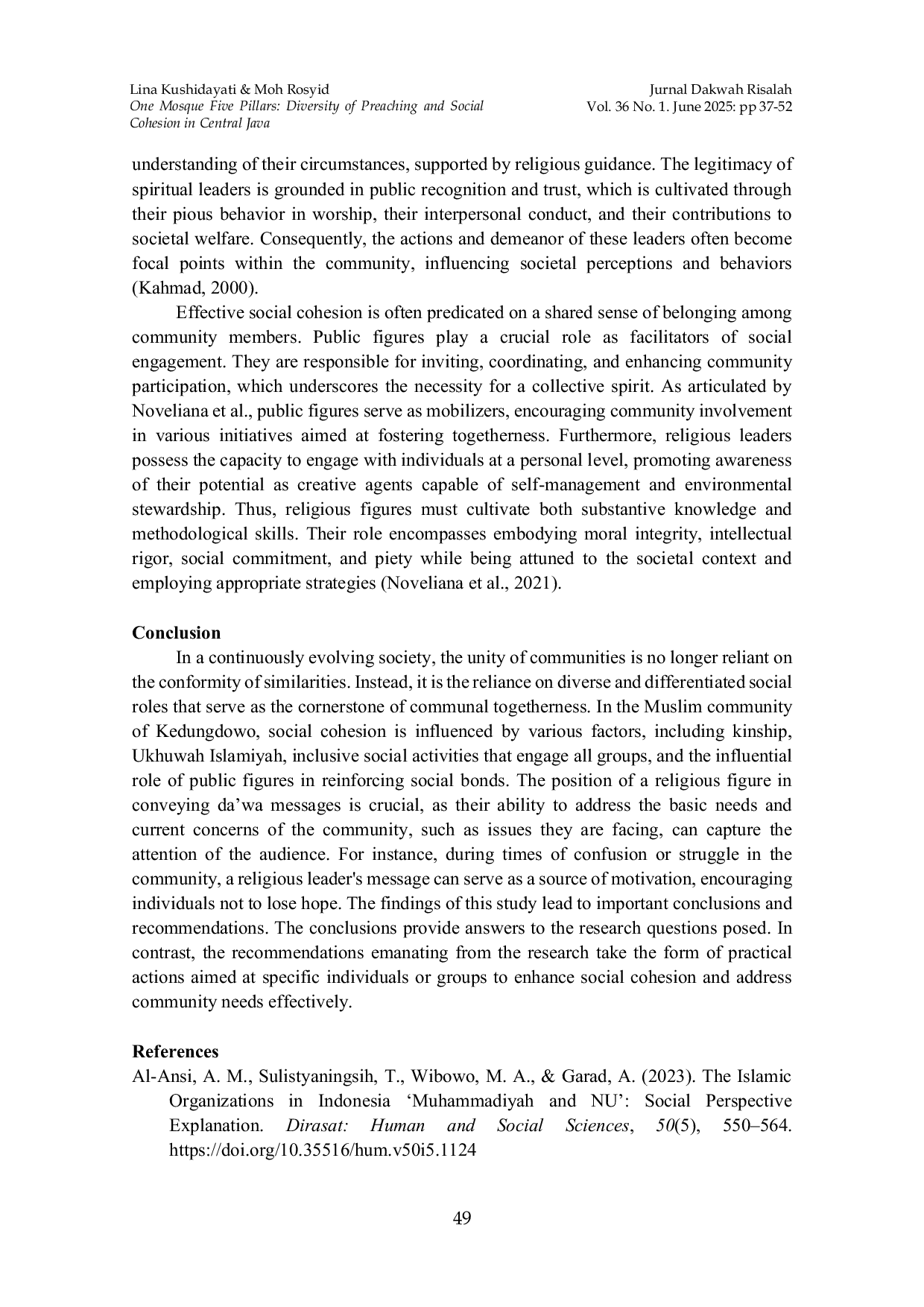 JURIS One Mosque Five Pillars Diversity of Preaching and Social Cohesion in Central Java