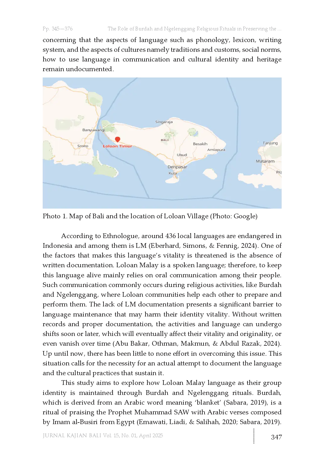 juris The Role Of Burdah And Ngelenggang Religious Rituals In Preserving The Loloan Malay Language In West Bali