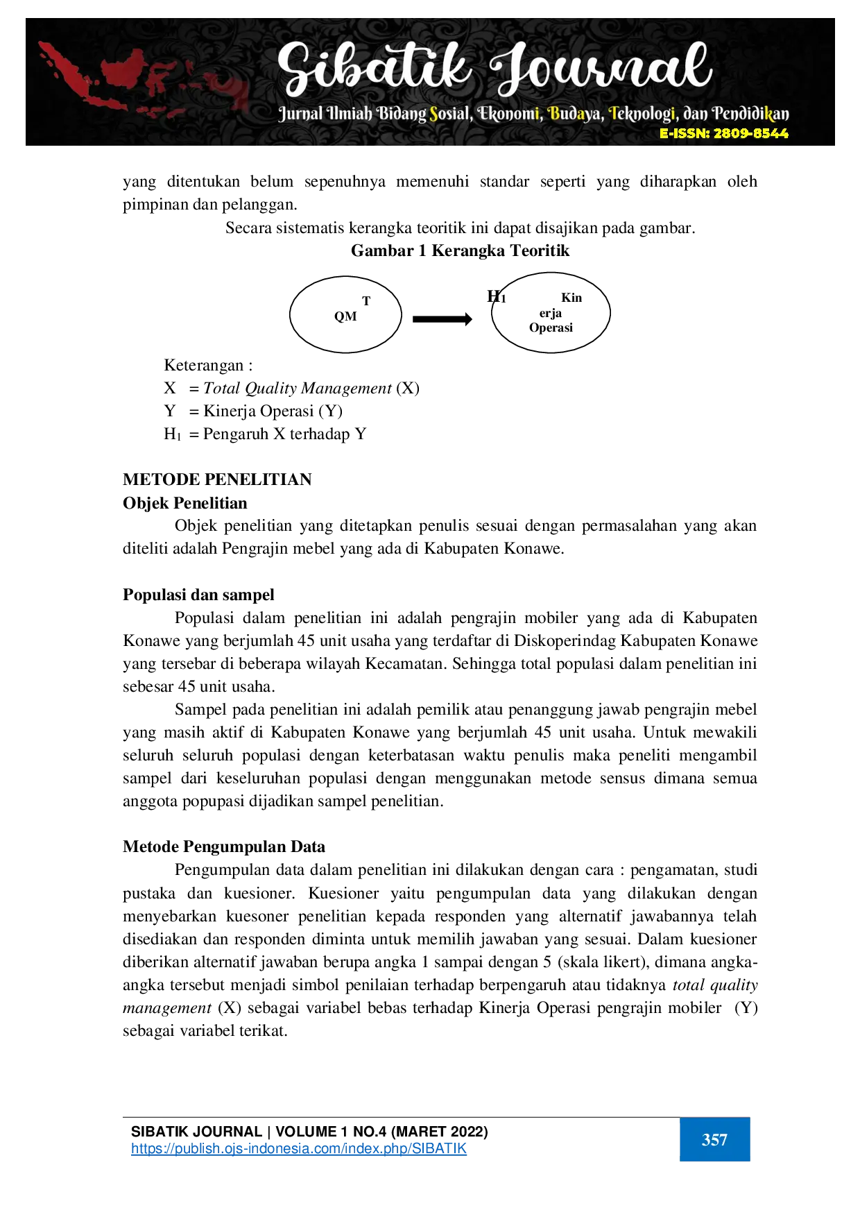 juris Pengaruh Penerapan Total Quality Management Terhadap Kinerja Operasi Pengrajin Mebel Di Kabupaten Konawe