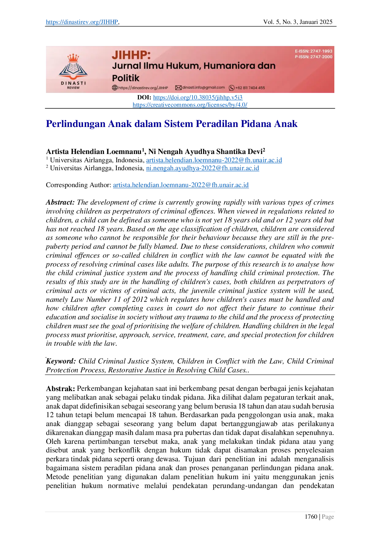 JURIS Perlindungan Anak dalam Sistem Peradilan Pidana Anak