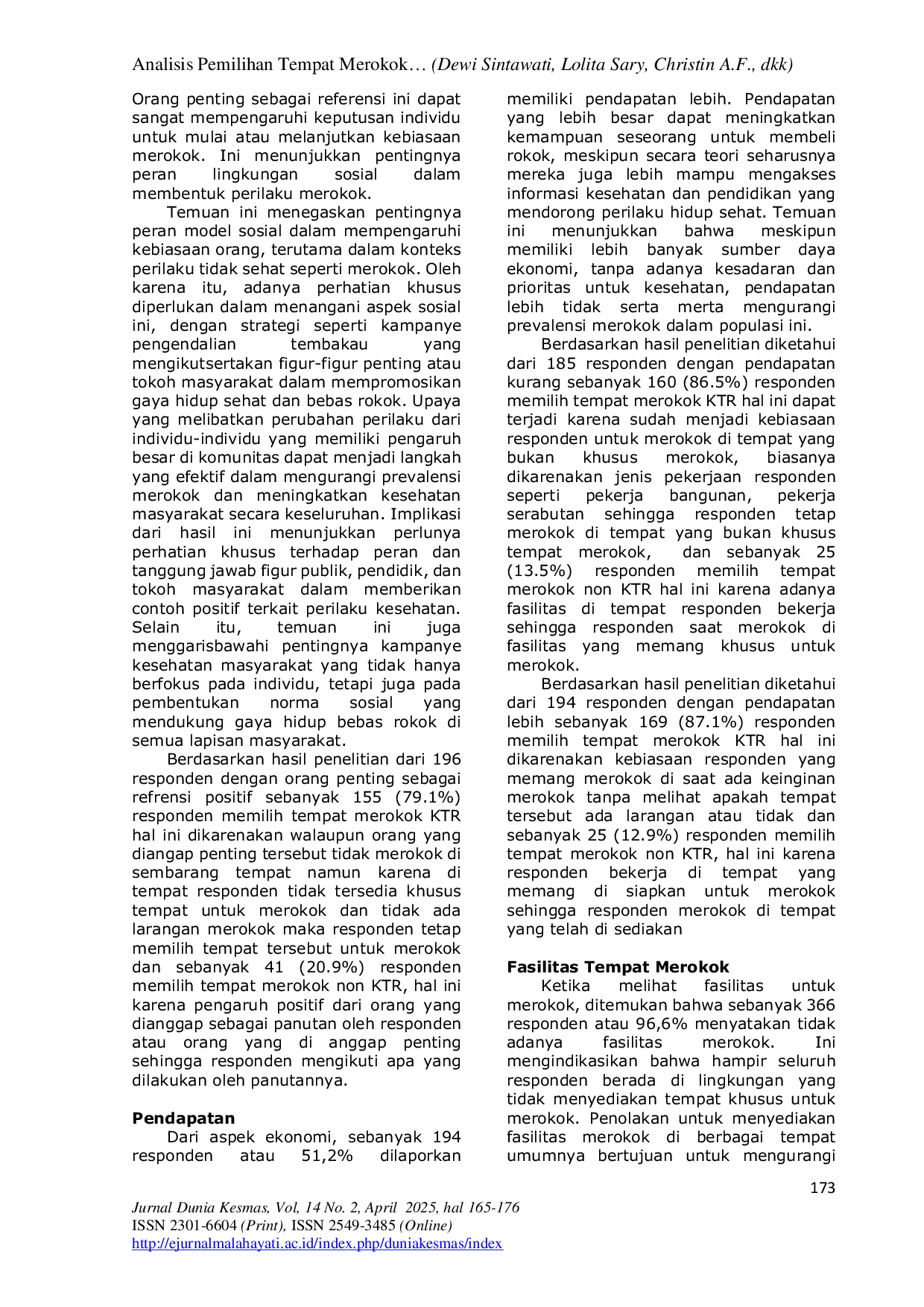 JURIS Analisis Pemilihan Tempat Merokok Pada Usia 16 64 Tahun Di Wilayah Merbau Mataram