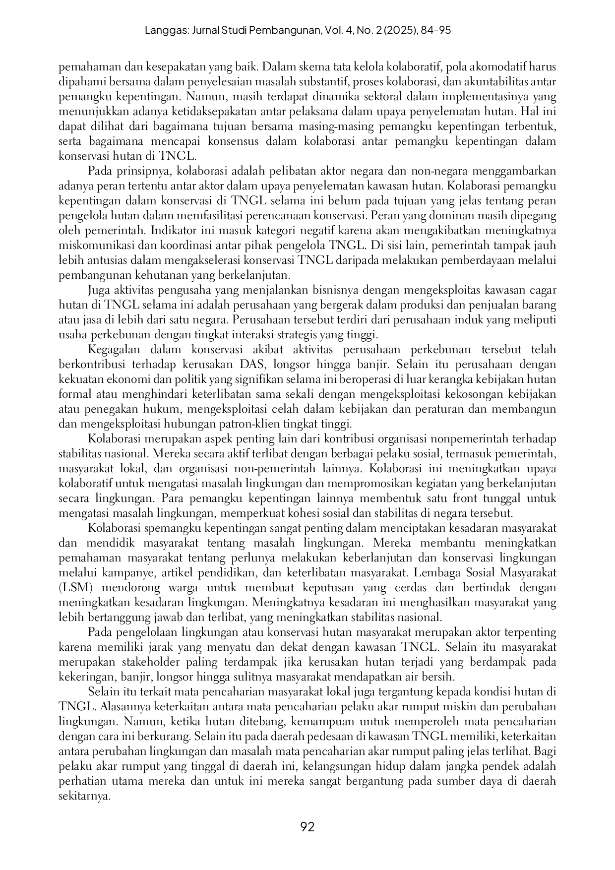 JURIS Manajemen Lingkungan dalam Pembangunan Kehutanan di Taman Nasional Gunung Leuser