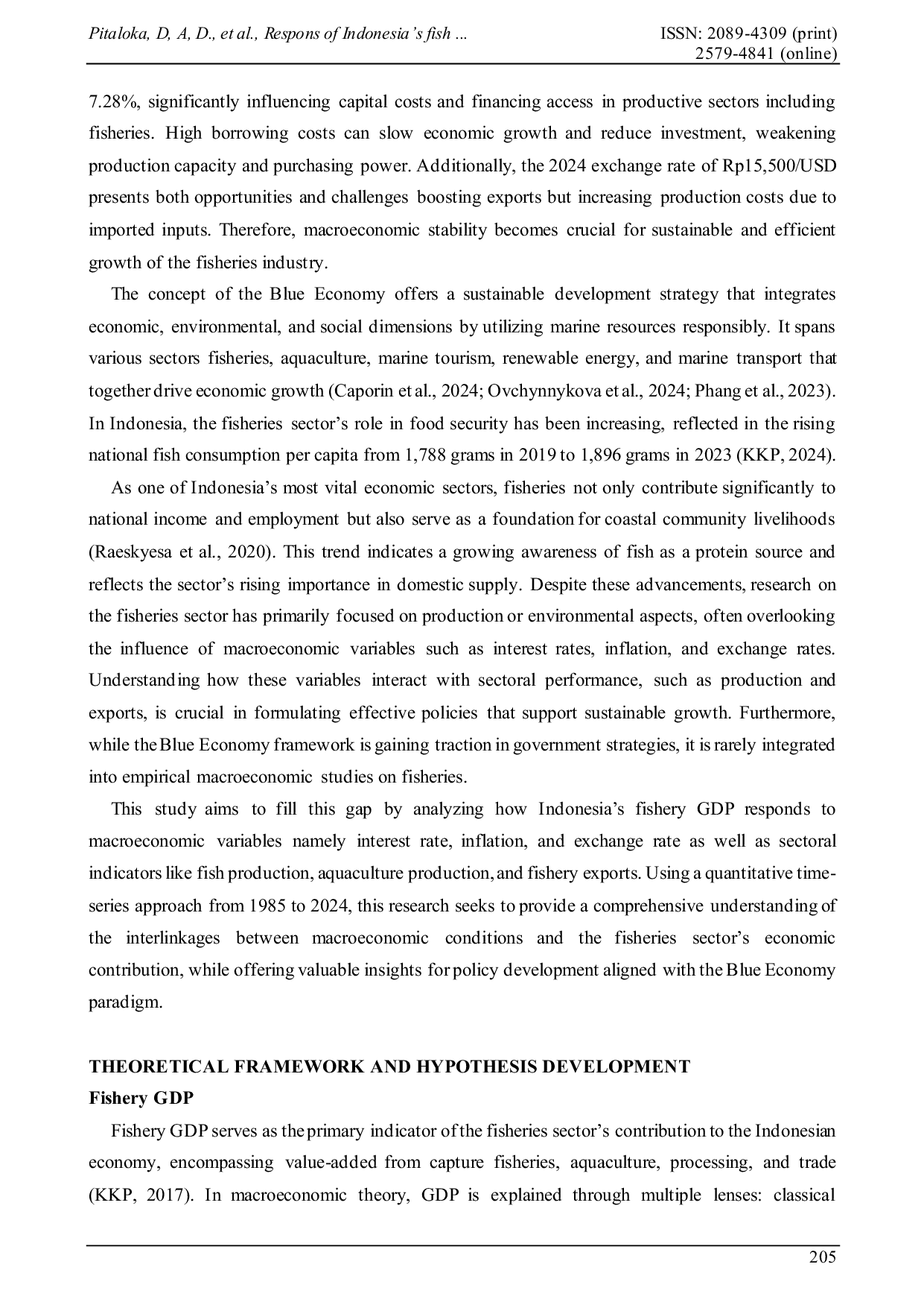 JURIS Response of Indonesia s Fisheries GDP to Interest Rates Inflation Exchange Rates and Fisheries Sector Performance A Blue Economy Perspective