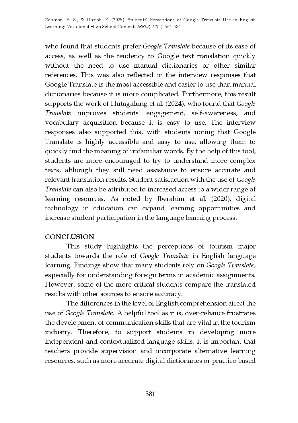 juris Students Perceptions of Google Translate Use in English Learning Vocational High School Context