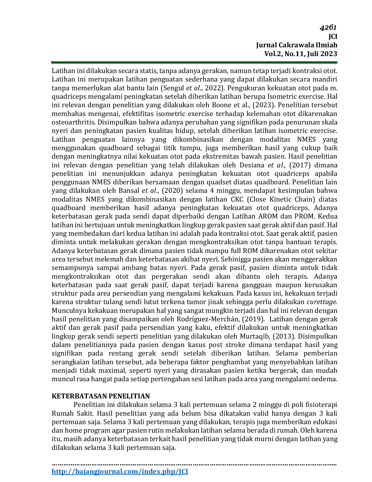 JURIS Penatalaksanaan Fisioterapi pada Gangguan Gerak dan Fungsi Ekstremitas Bawah pada Post Op Bone Graft pada Distal Femur Sinistra e c Aneurysmal Bone Cyst Case Report