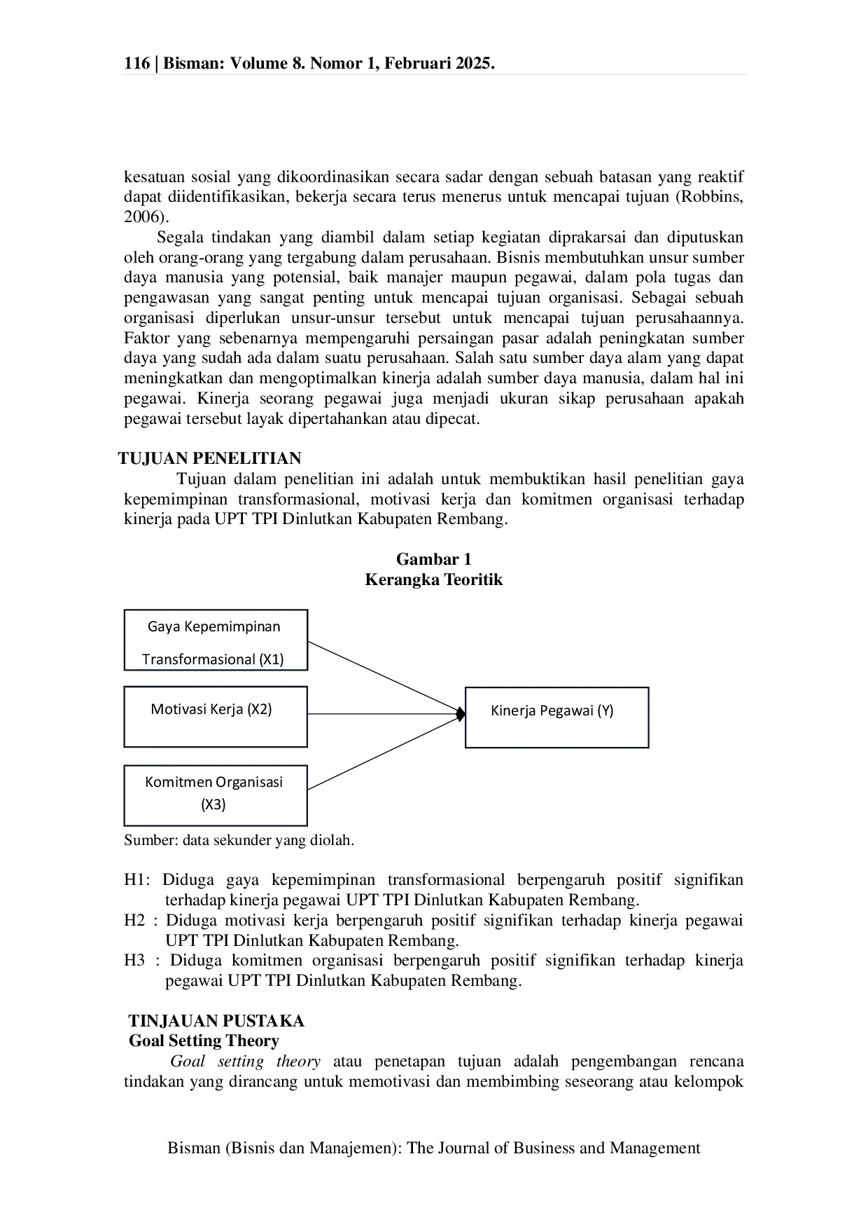 JURIS Pengaruh Gaya Kepemimpinan Tranformasional Motivasi Kerja dan Komitmen Organisasi terhadap Kinerja Pegawai UPT TPI Dinlutkan Kabupaten Rembang