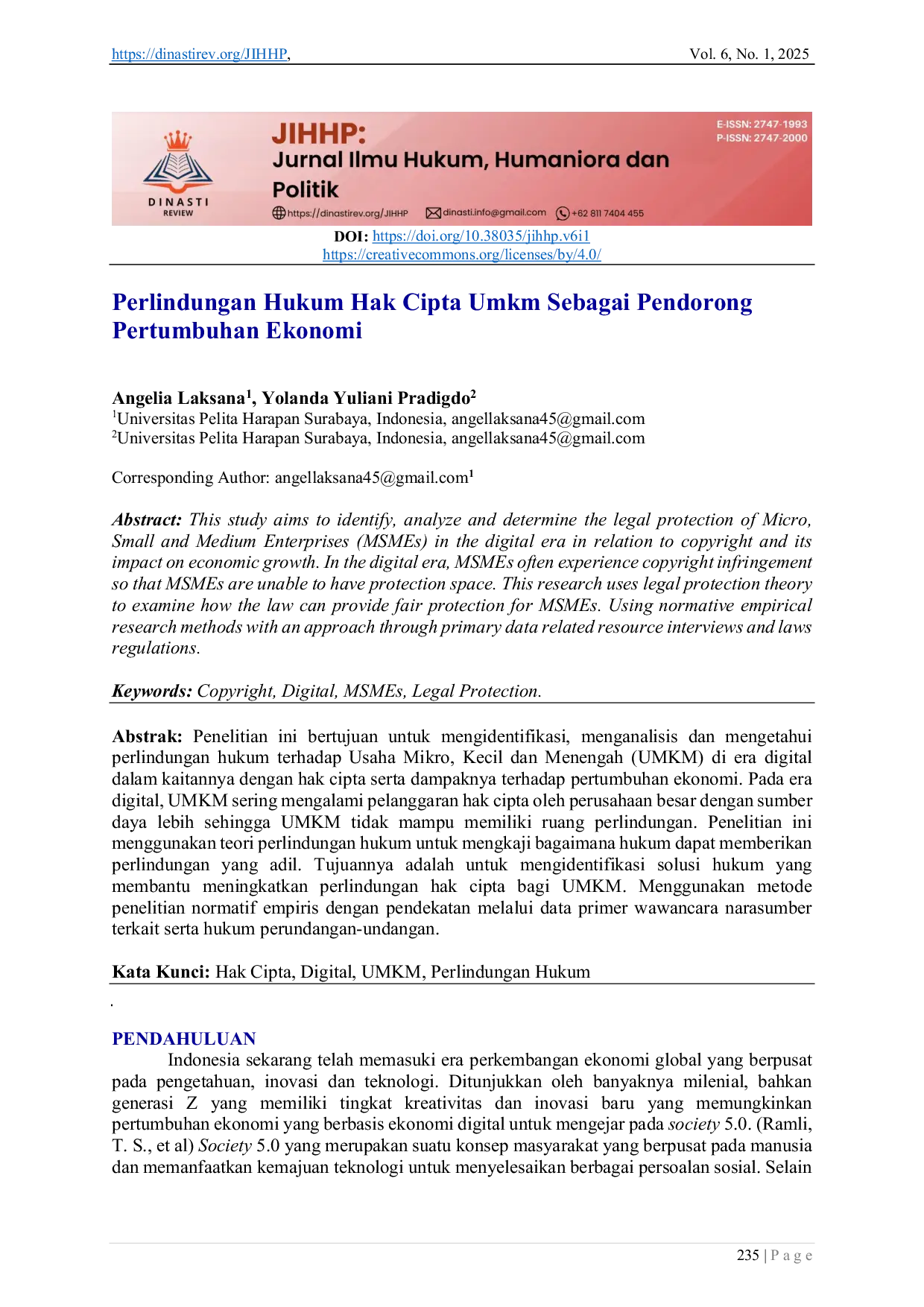 JURIS Perlindungan Hukum Hak Cipta Umkm Sebagai Pendorong Pertumbuhan Ekonomi