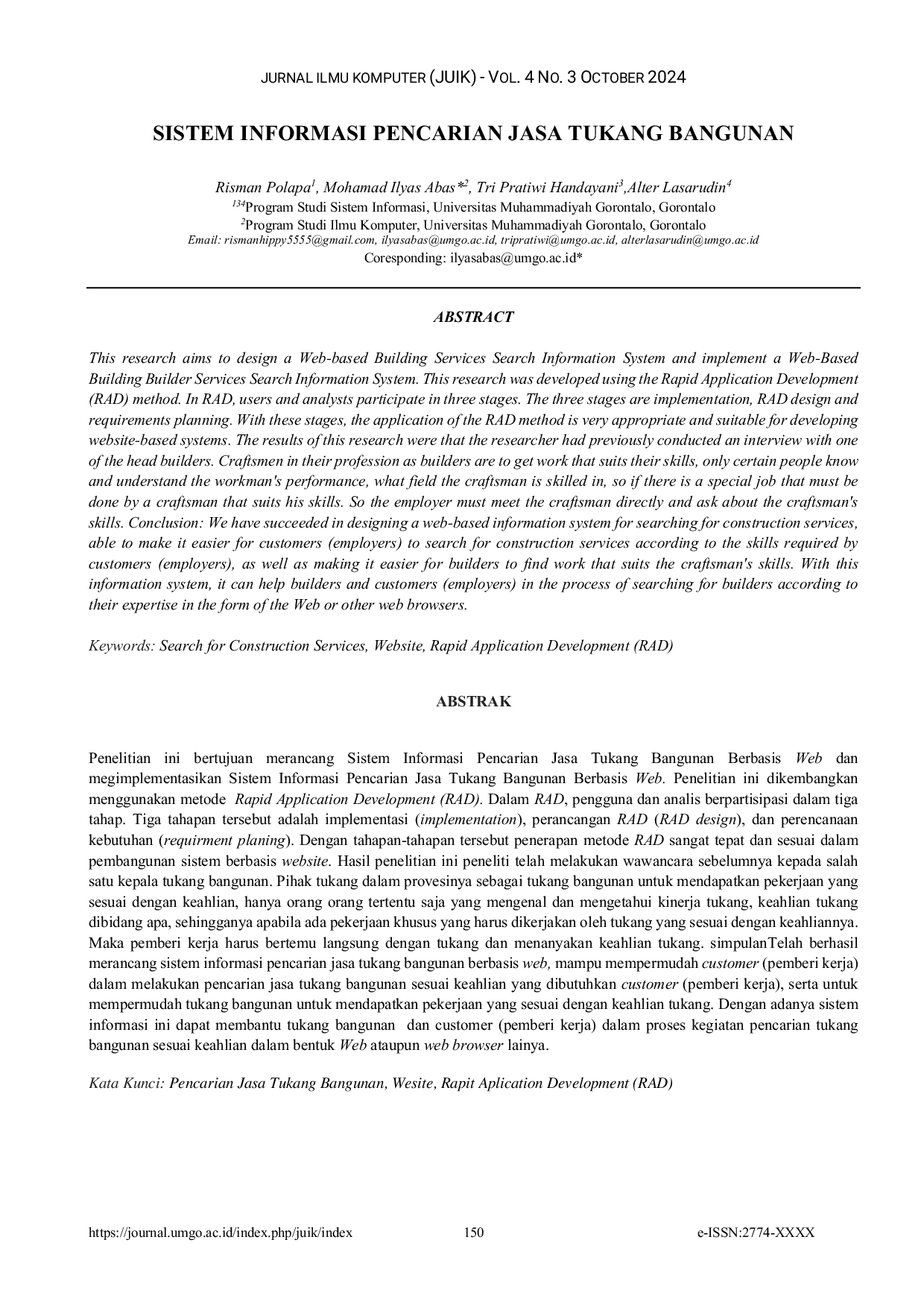 JURIS Sistem Informasi Pencarian Jasa Tukang Bangunan