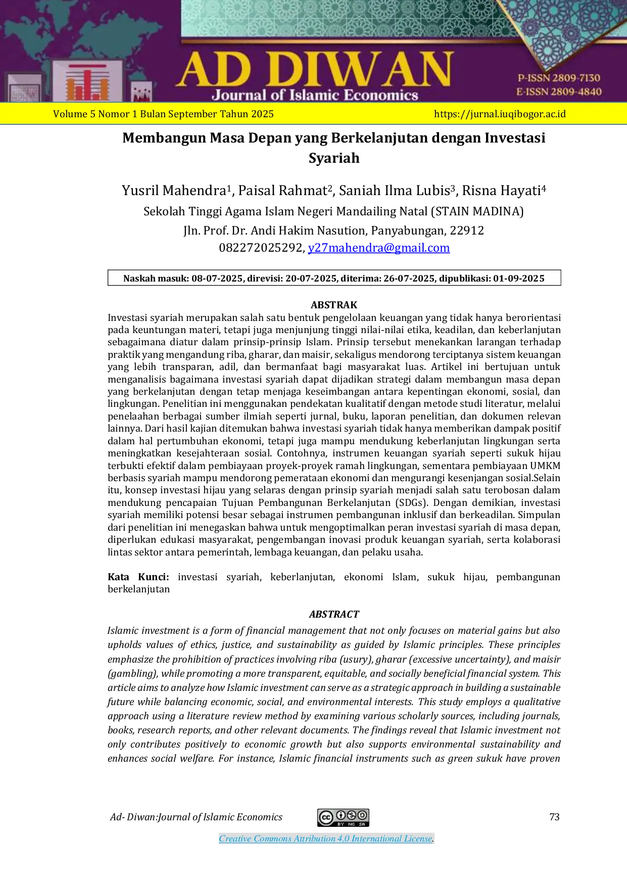 JURIS Membangun Masa Depan yang Berkelanjutan dengan Investasi Syariah
