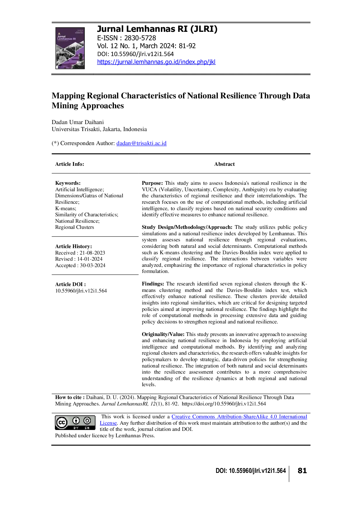 JURIS Mapping Regional Characteristics of National Resilience Through Data Mining Approaches