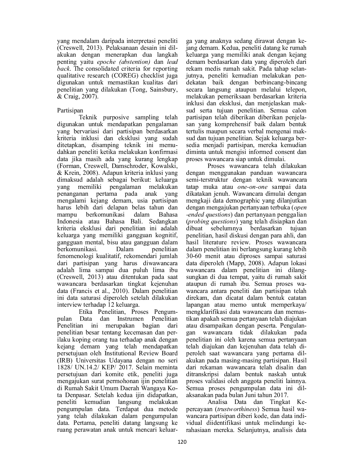 JURIS Pengalaman Keluarga Dalam Penanganan Pertama Pada Anak Yang Mengalami Kejang Demam