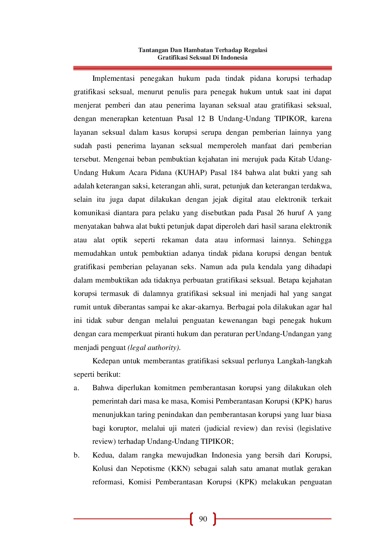 JURIS Tantangan dan Hambatan Terhadap Regulasi Gratifikasi Seksual di Indonesia