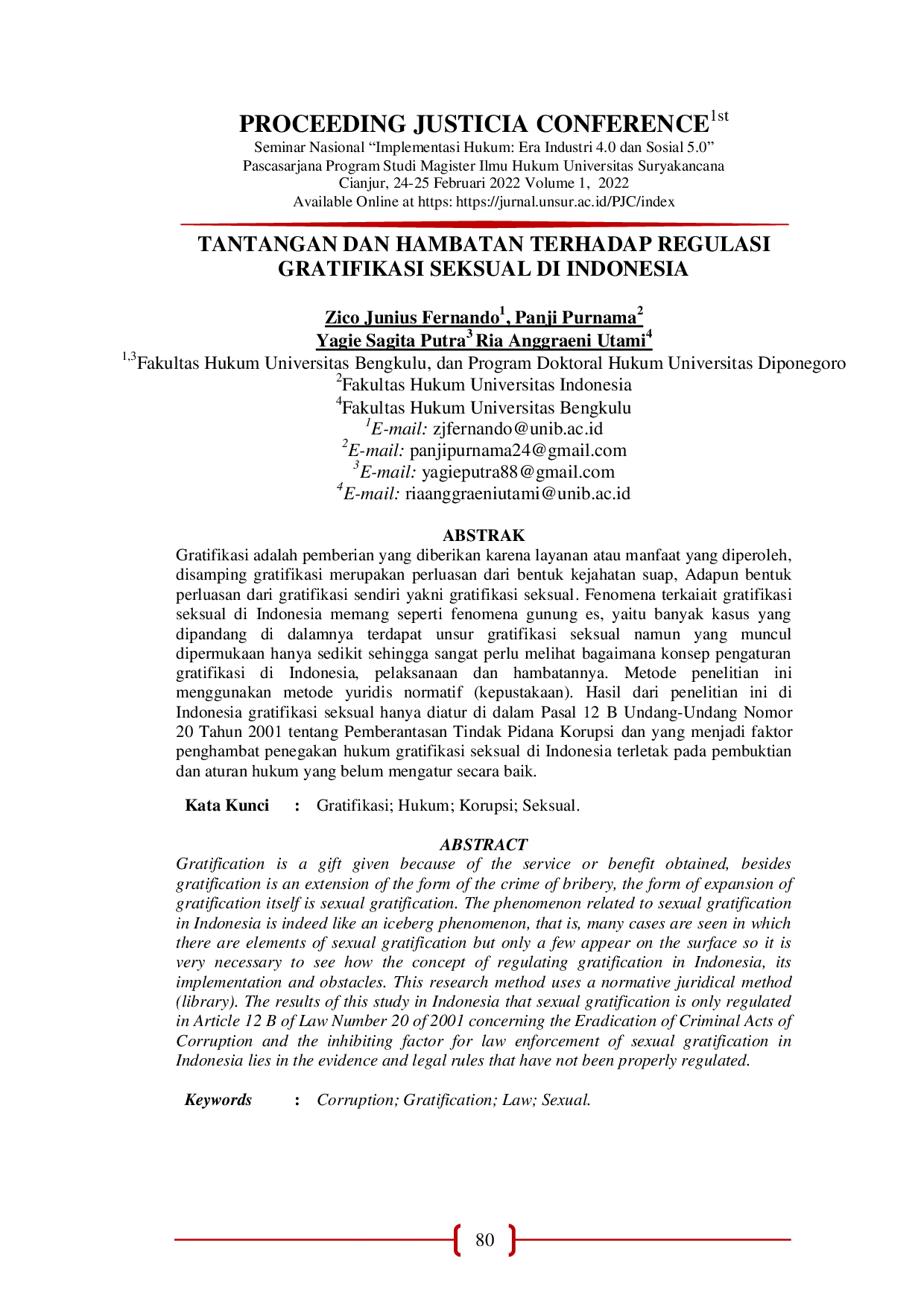 JURIS Tantangan dan Hambatan Terhadap Regulasi Gratifikasi Seksual di Indonesia
