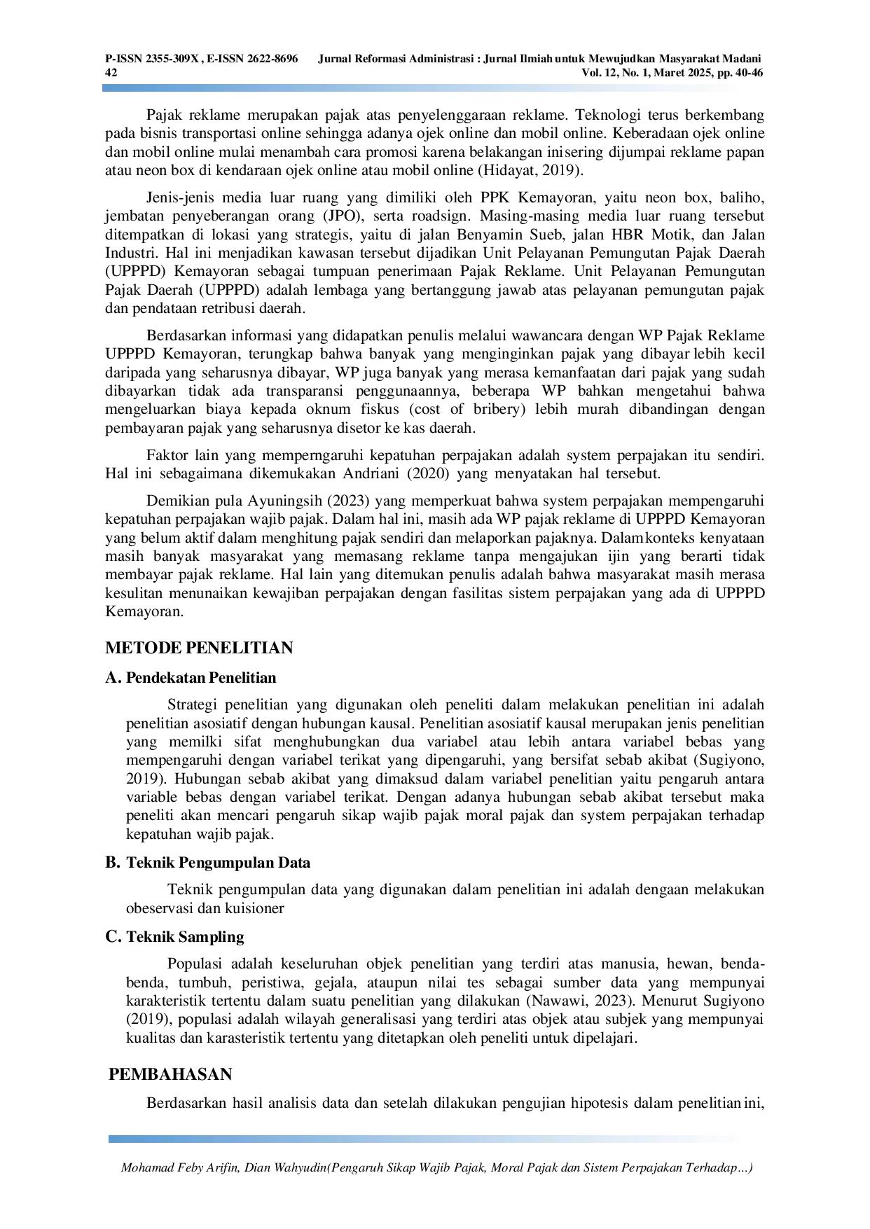 JURIS Pengaruh Sikap Wajib Pajak Moral Pajak dan Sistem Perpajakan Terhadap Kepatuhan Wajib Pajak Pajak Reklame di Unit Pelayanan Pemungutan Pajak Daerah Kemayoran Jakarta Pusat