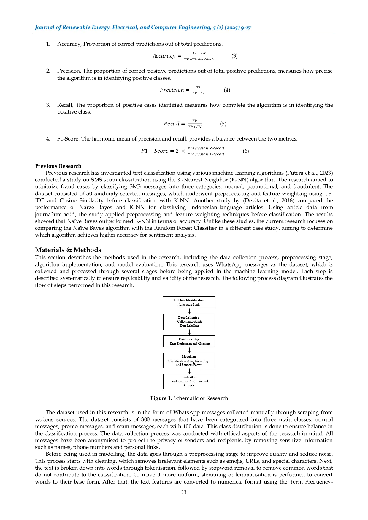 JURIS Comparison of Random Forest Algorithm Classifier and Na ve Bayes Algorithm in Whatsapp Message Type Classification