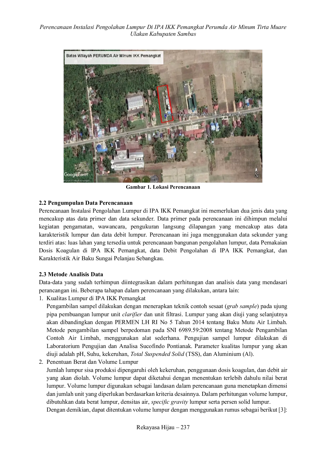 JURIS Perencanaan Instalasi Pengolahan Lumpur IPA IKK Pemangkat Perumda Air Minum Kabupaten Sambas