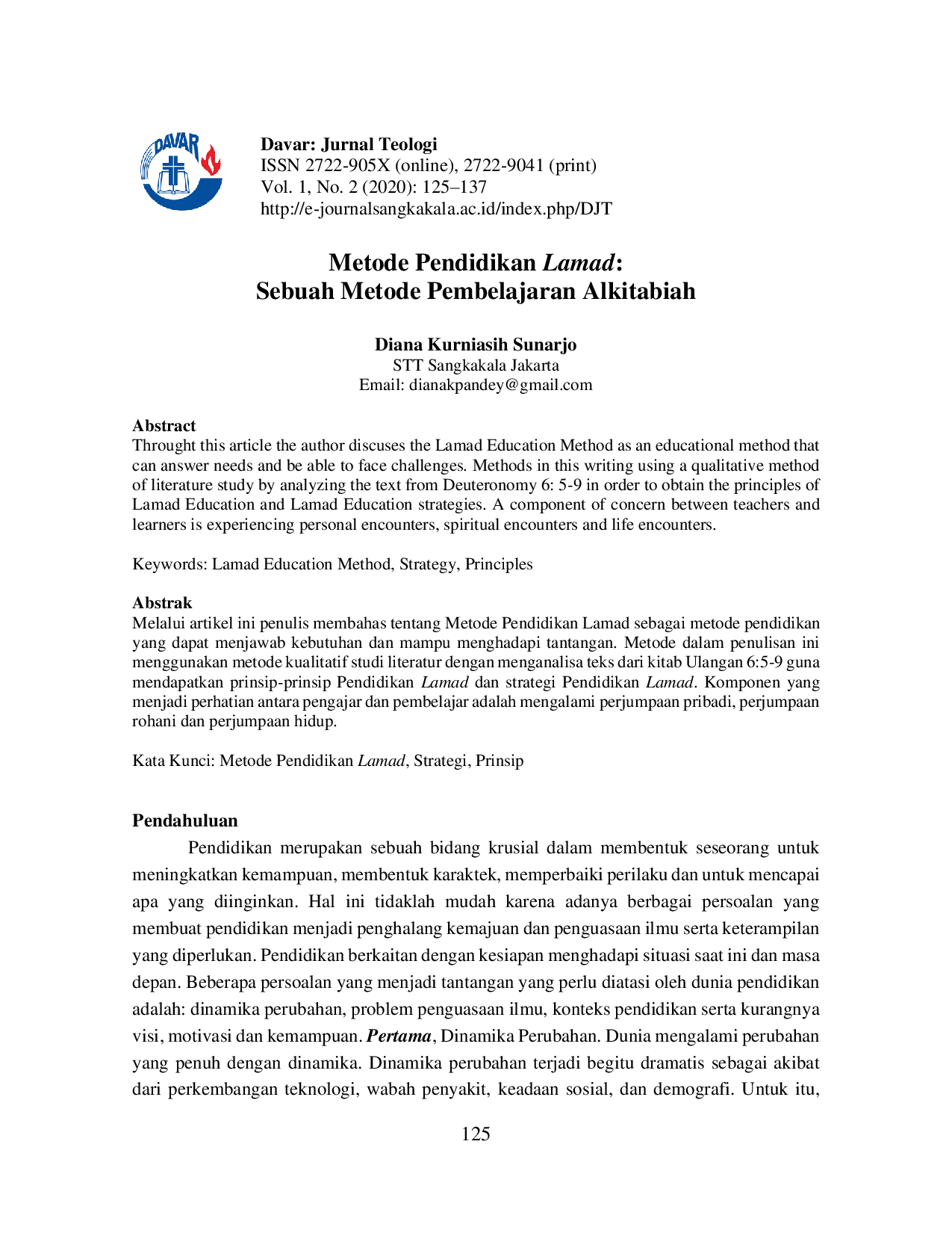 JURIS Metode Pendidikan Lamad Sebuah Metode Pembelajaran Alkitabiah