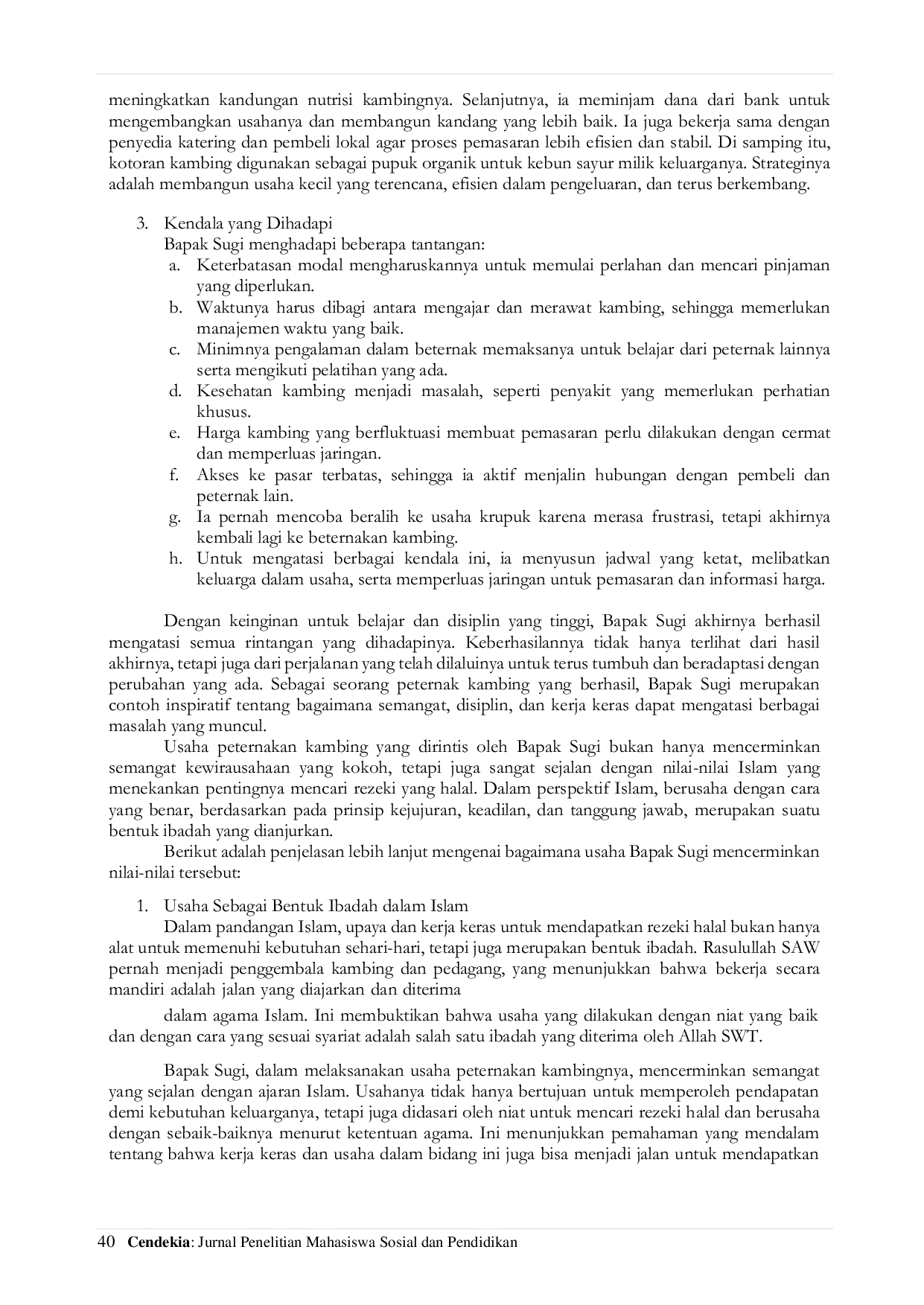 JURIS Wirausaha Kambing Sebagai Alternatif Pendapatan Bagi Guru Honorer Seperti Bapak Sugi Di Dusun Penaton